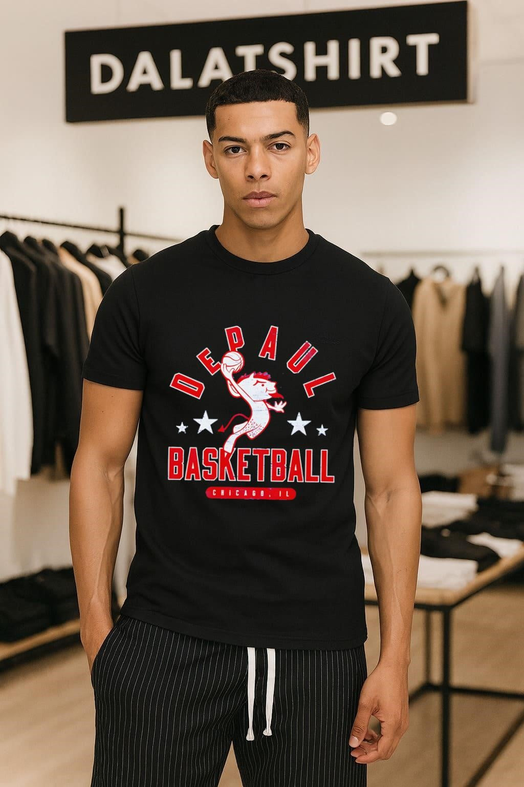 DePaul Blue Demons Basketball Chicago IL Vintage - Adult & Kids T-Shirts, Sweatshirts & Hoodies apparel design preview 1