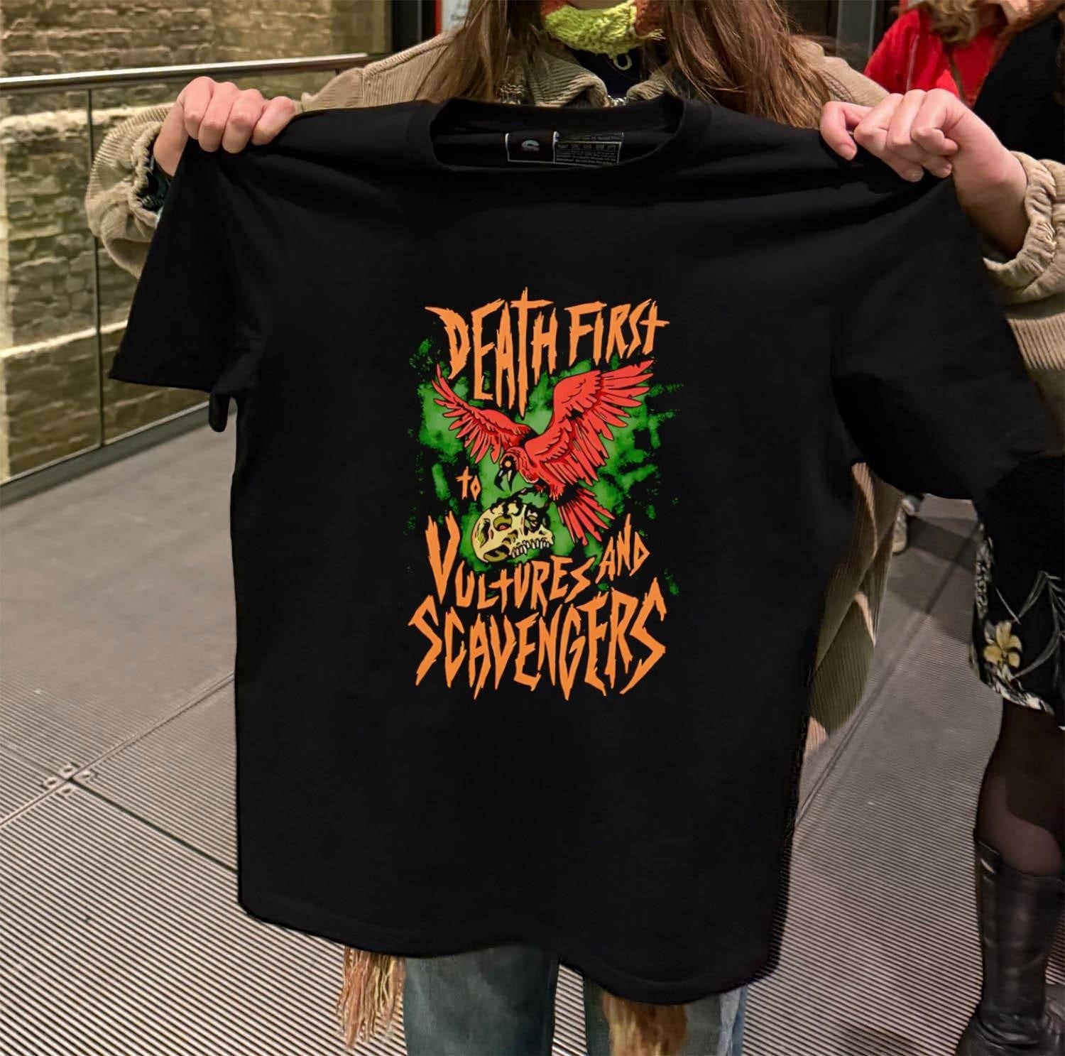 Death First To Vultures And Scavengers Red Bird Skull - Adult & Kids T-Shirts, Sweatshirts & Hoodies apparel design preview 2