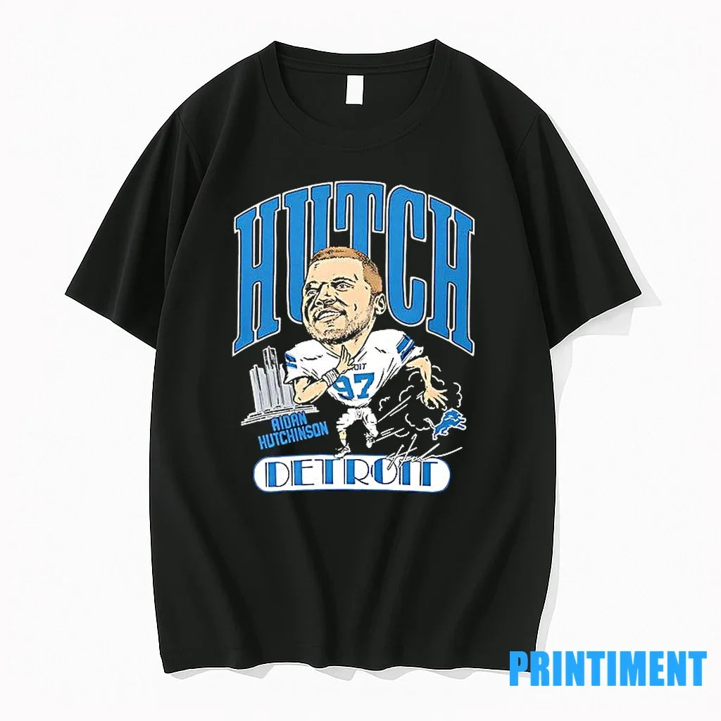 Detroit Lions Aidan Hutchinson Caricature Player - Adult & Kids T-Shirts, Sweatshirts & Hoodies apparel design preview 1