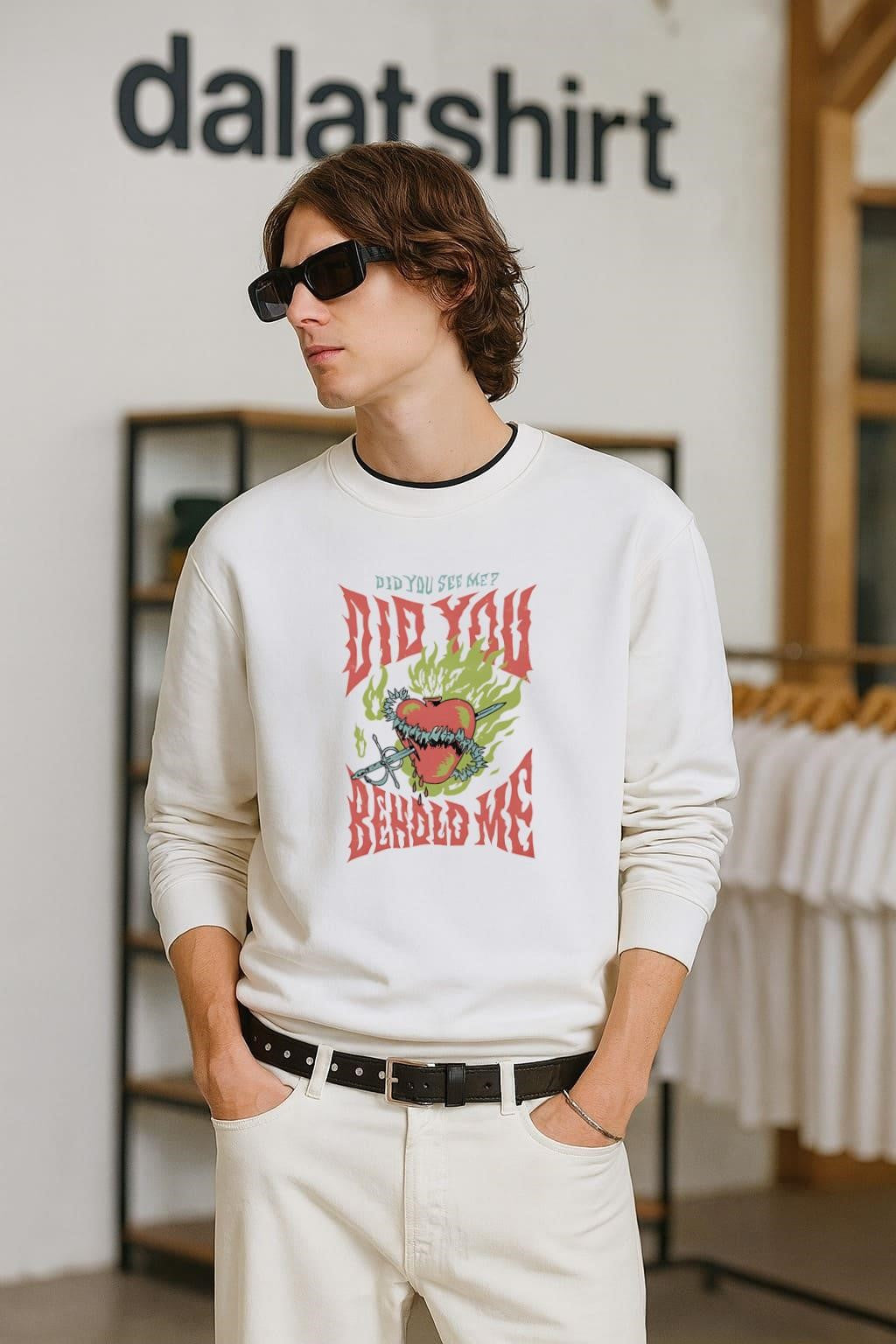 Did You See Me Behold Flaming Heart Sword - Adult & Kids T-Shirts, Sweatshirts & Hoodies apparel design preview 2