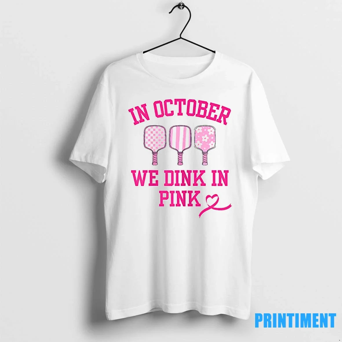 Dink In Pink Ribbon Show Support On The Pickleball - Adult & Kids T-Shirts, Sweatshirts & Hoodies apparel design preview 1