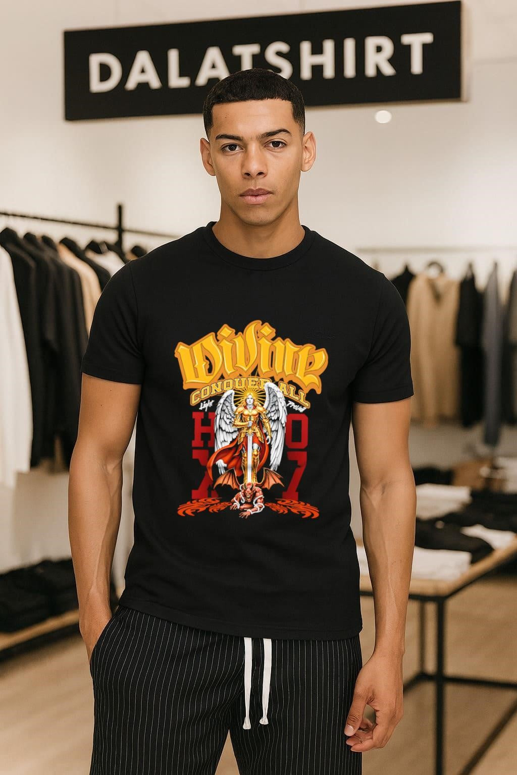 Divine Conquer all Angel Warrior Defeating Demon - Adult & Kids T-Shirts, Sweatshirts & Hoodies apparel design preview 1