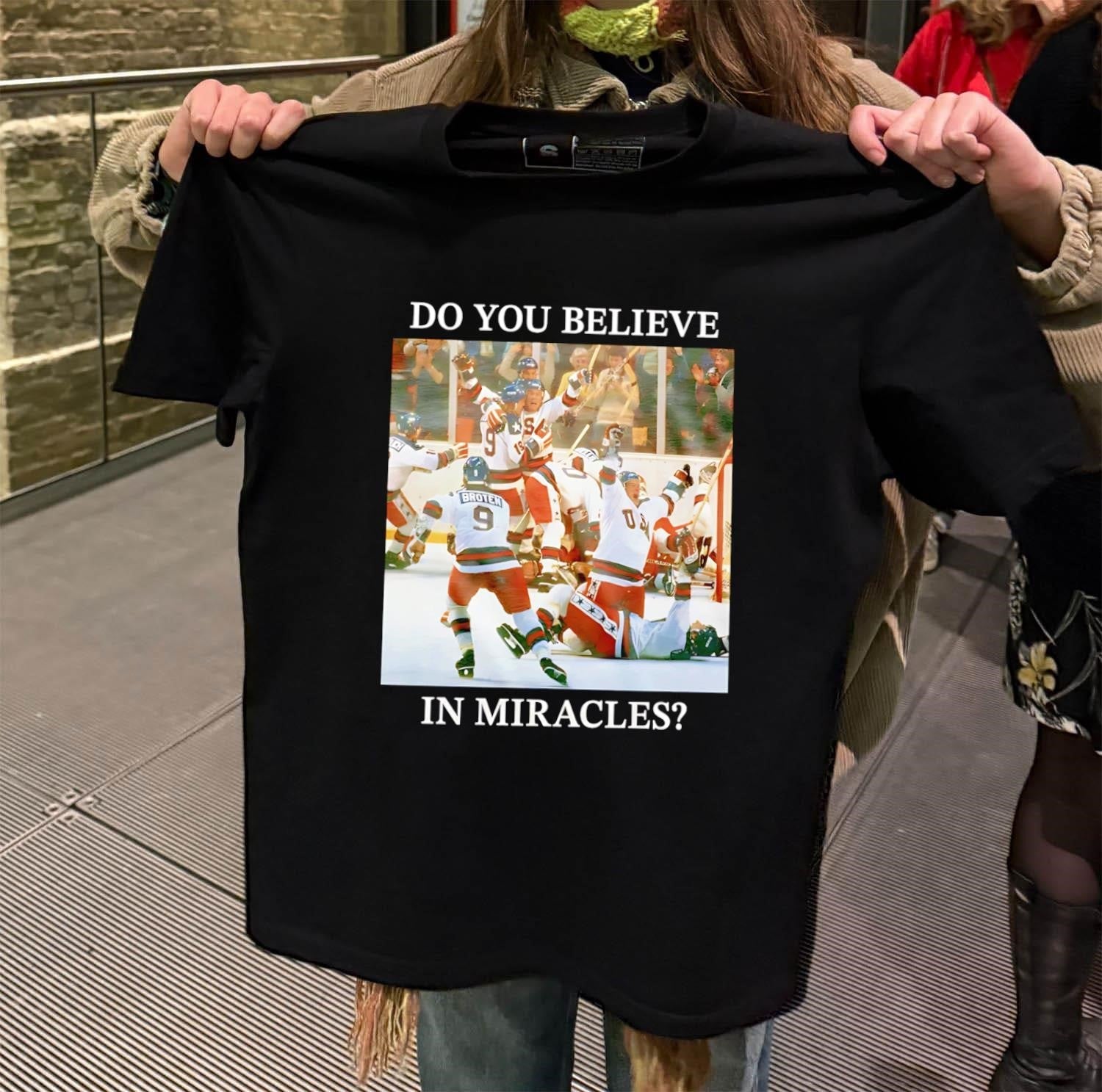 Do You Believe in Miracles Hockey Team Celebration - Adult & Kids T-Shirts, Sweatshirts & Hoodies apparel design preview 2