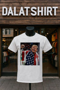 Donald Trump American Flag Fist Up Hockey Player - Adult & Kids T-Shirts, Sweatshirts & Hoodies apparel design preview 1