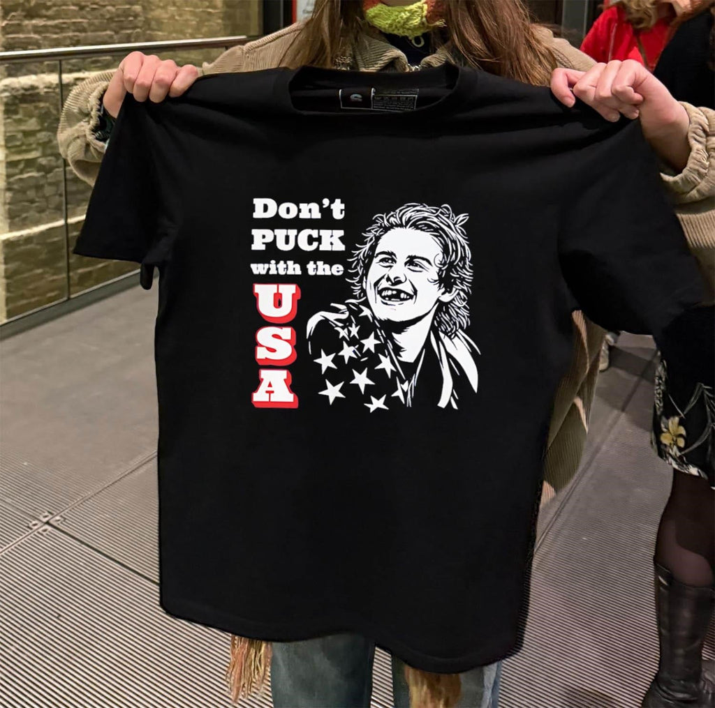 Don't Puck with the USA Hockey Player Smiles - Adult & Kids T-Shirts, Sweatshirts & Hoodies apparel design preview 2