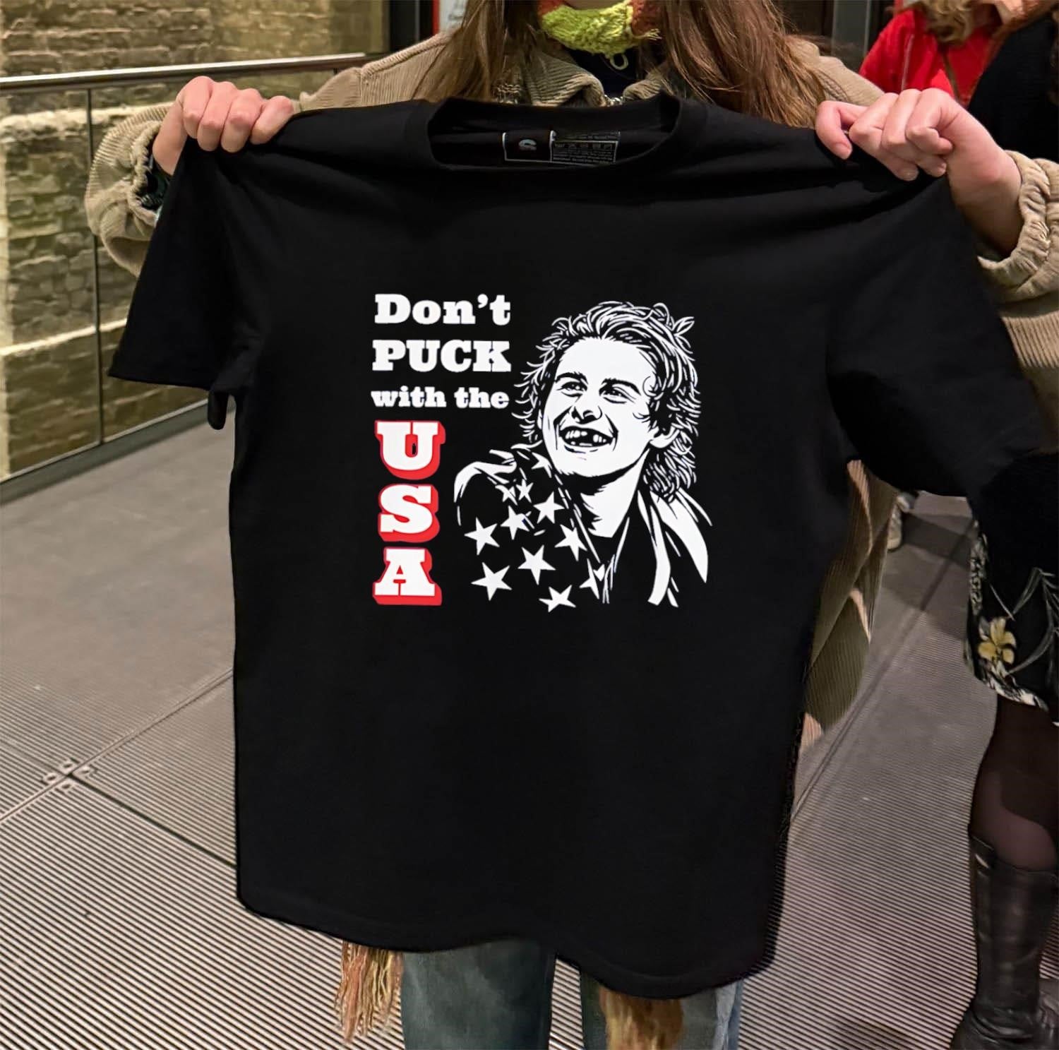 Don't Puck with the USA Hockey Player Smiles - Adult & Kids T-Shirts, Sweatshirts & Hoodies apparel design preview 2
