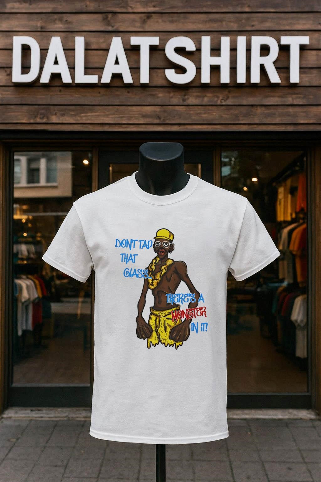Don't Tap That Glass There's A Monster In It - Adult & Kids T-Shirts, Sweatshirts & Hoodies apparel design preview 1