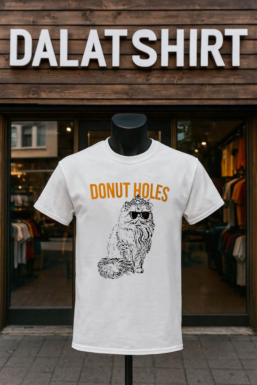 Donut Holes Persian Cat With Sunglasses And Crown - Adult & Kids T-Shirts, Sweatshirts & Hoodies apparel design preview 1