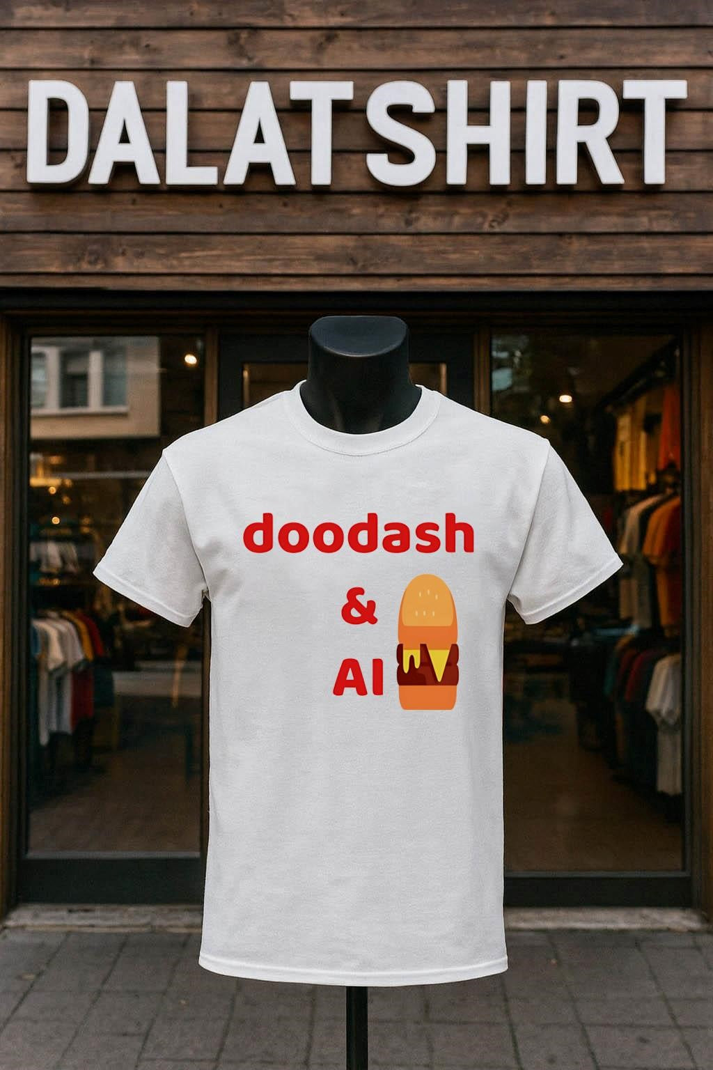 Doodash AI Burger Fast Food Delivery Logo - Adult & Kids T-Shirts, Sweatshirts & Hoodies apparel design preview 1
