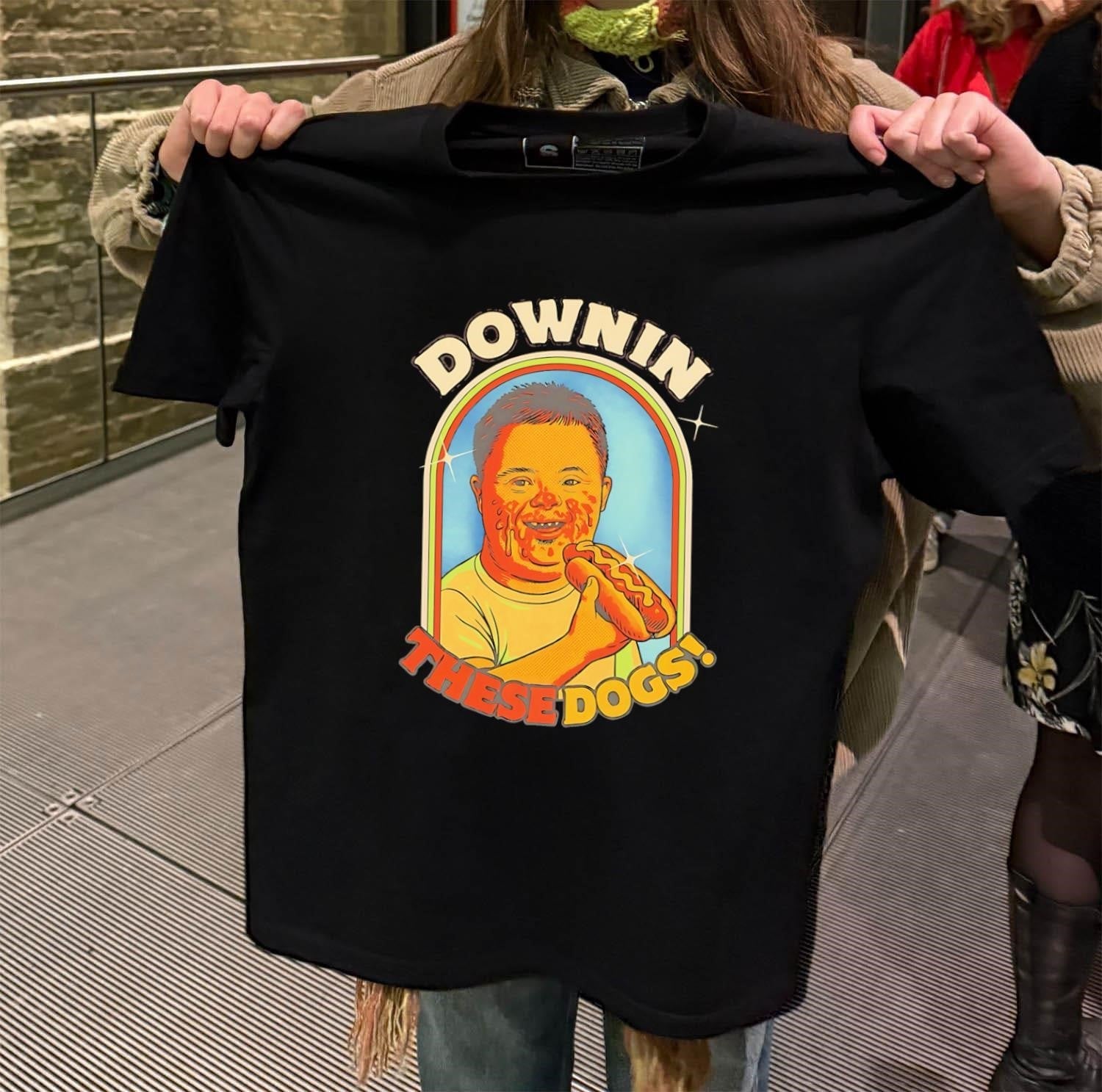 Downin These Dogs Funny Hot Dog Eating meme - Adult & Kids T-Shirts, Sweatshirts & Hoodies apparel design preview 2