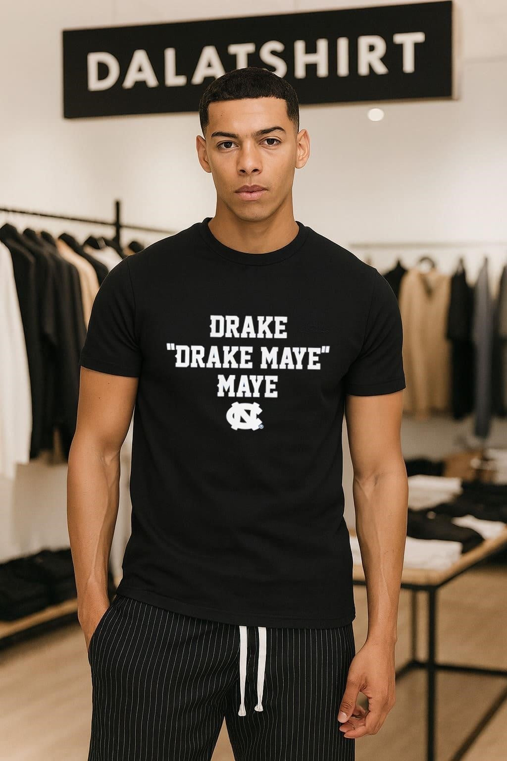 Drake Maye North Carolina Tar Heels NC Typography - Adult & Kids T-Shirts, Sweatshirts & Hoodies apparel design preview 1
