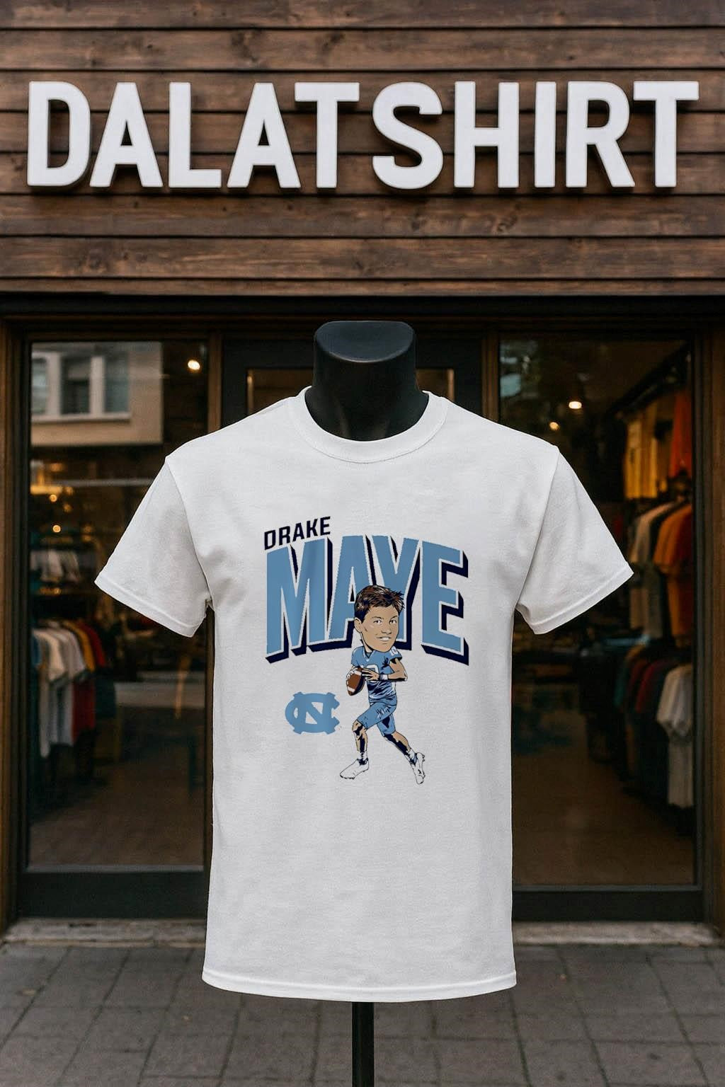 Drake Maye North Carolina Tar Heels Caricature Big - Adult & Kids T-Shirts, Sweatshirts & Hoodies apparel design preview 1