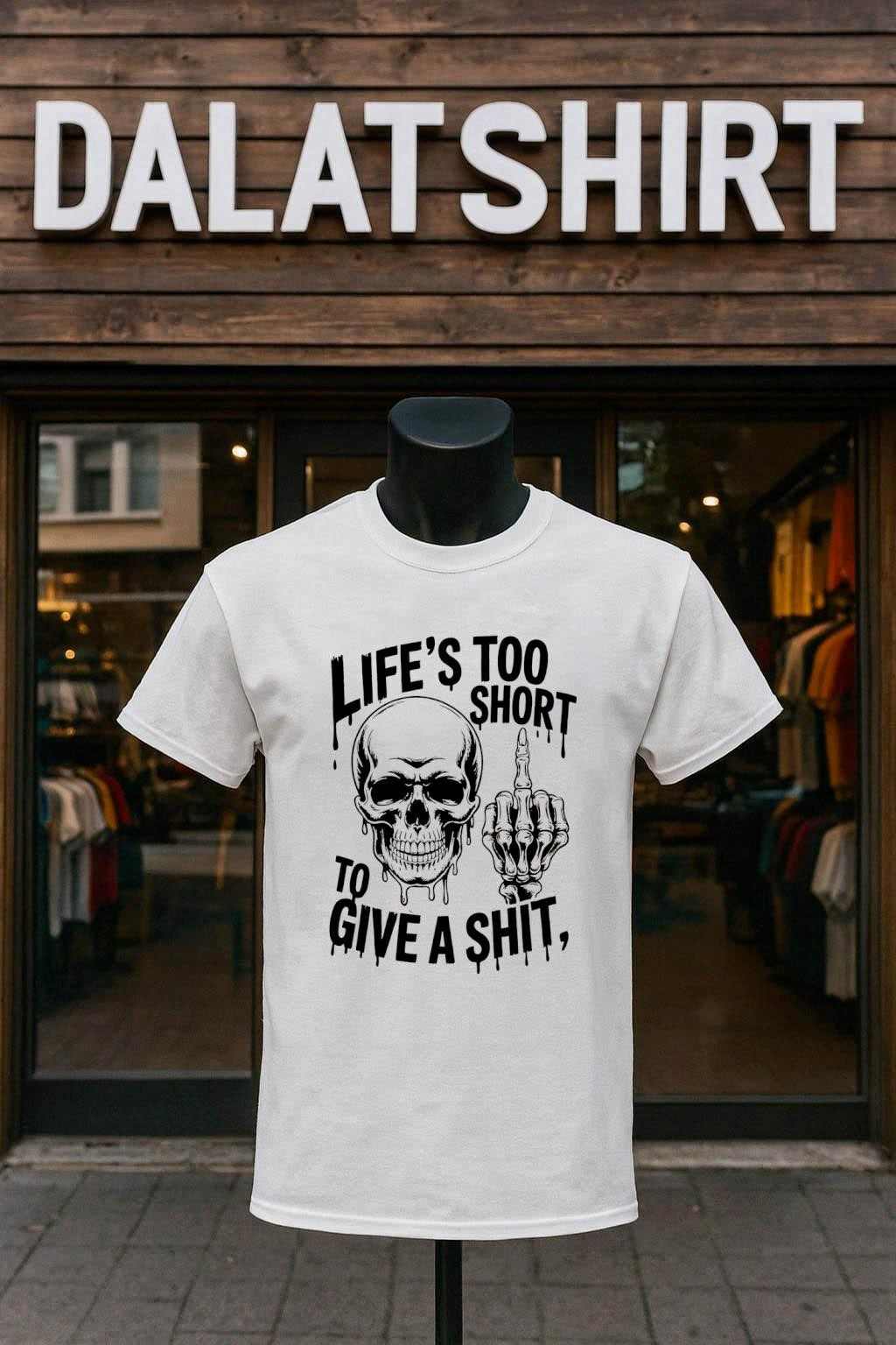 Dripping Skull Middle Finger Life's Too Short To Give - Adult & Kids T-Shirts, Sweatshirts & Hoodies apparel design preview 1