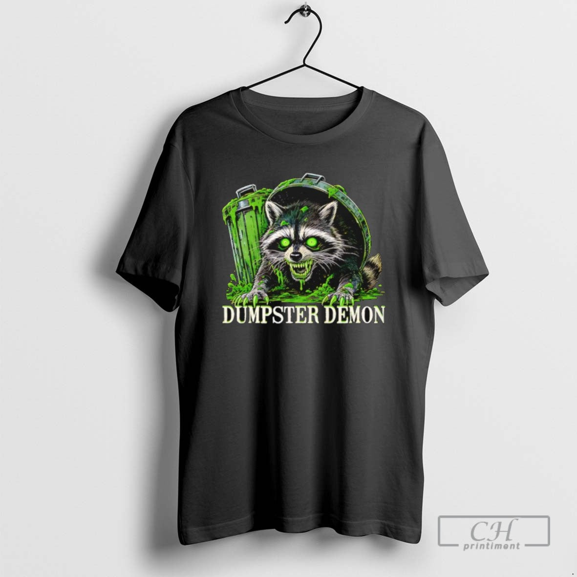 Dumpster Demon Raccoon Halloween - Adult & Kids T-Shirts, Sweatshirts & Hoodies apparel design preview 1