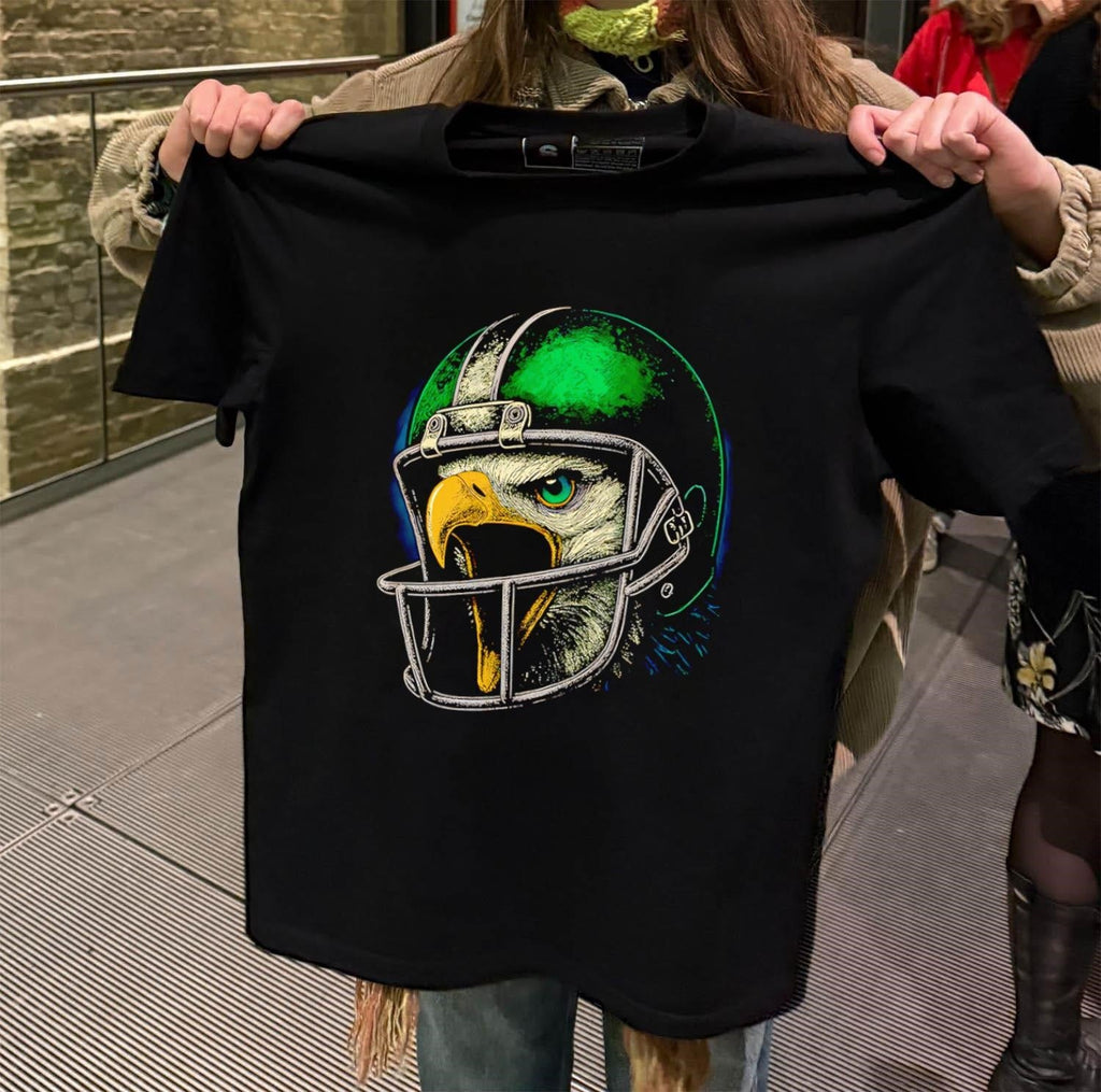 Eagle Head Wearing Green Philadelphia Football Helmet - Adult & Kids T-Shirts, Sweatshirts & Hoodies apparel design preview 2