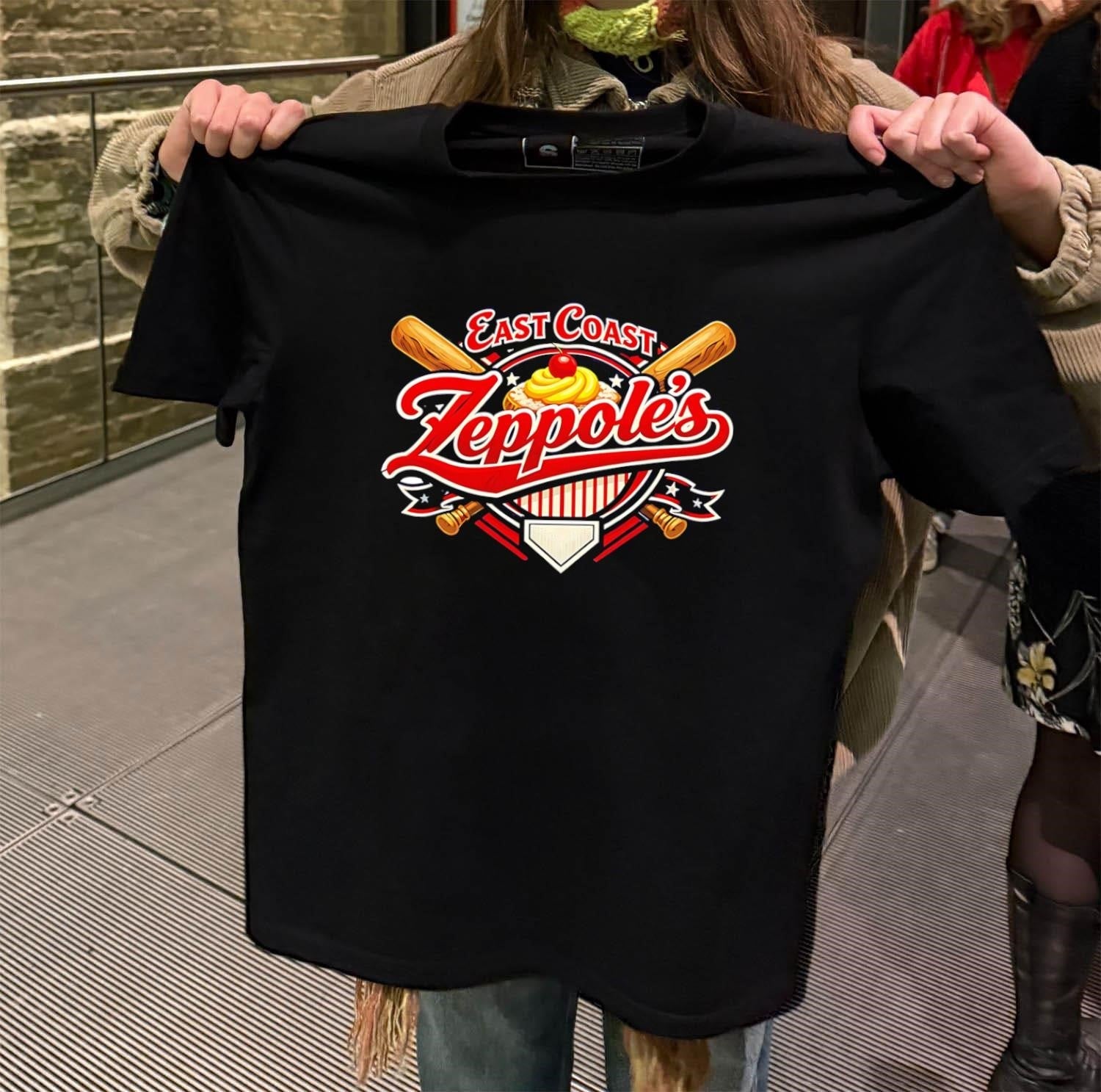 East Coast Zeppole's Baseball Bat And Pastry Graphic - Adult & Kids T-Shirts, Sweatshirts & Hoodies apparel design preview 2