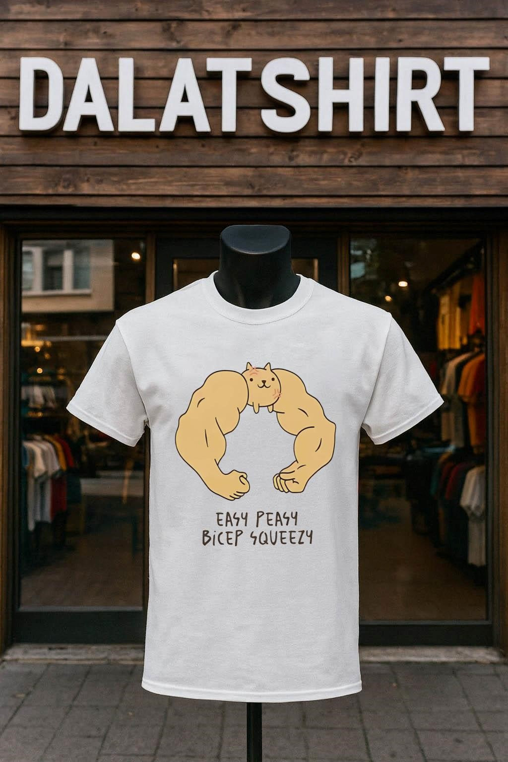 Easy Peasy Bicep Squeezy Buff Cat Muscular Arms - Adult & Kids T-Shirts, Sweatshirts & Hoodies apparel design preview 1