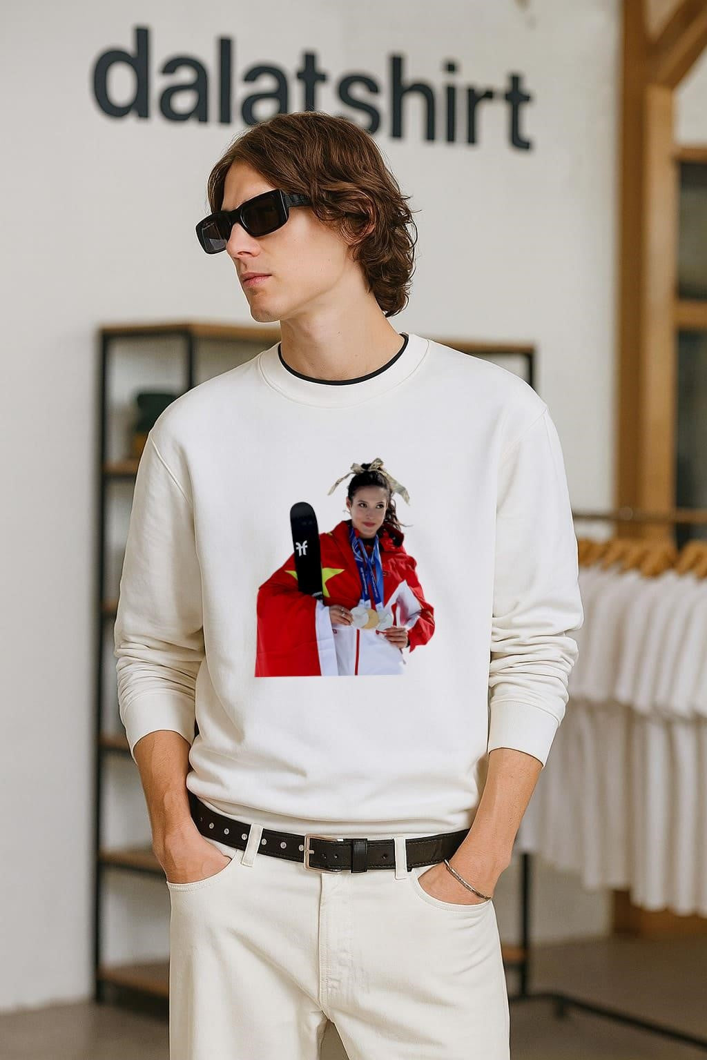 Eileen Gu Wins Gold poster - Adult & Kids T-Shirts, Sweatshirts & Hoodies apparel design preview 2