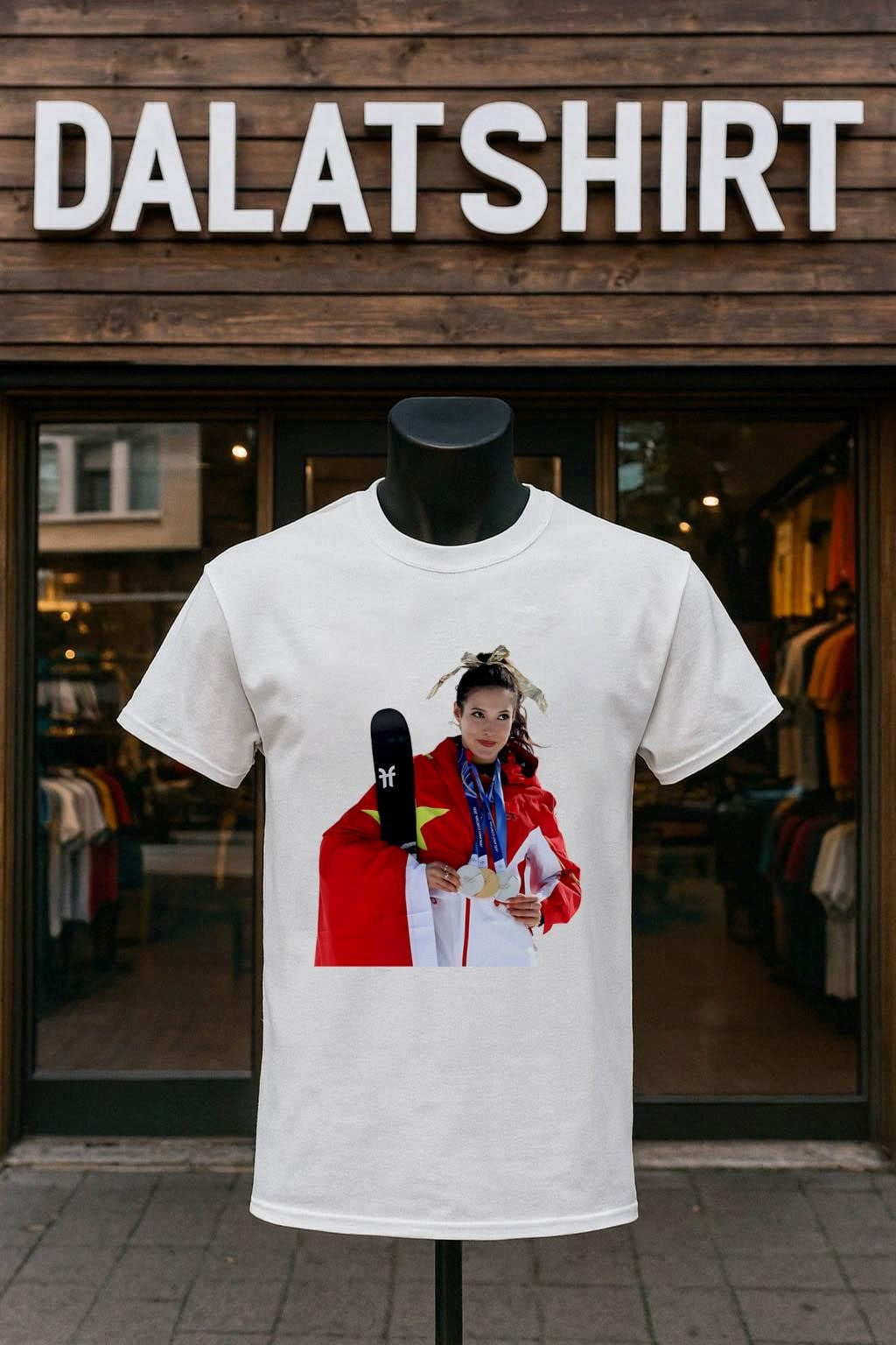 Eileen Gu Wins Gold poster - Adult & Kids T-Shirts, Sweatshirts & Hoodies apparel design preview 1