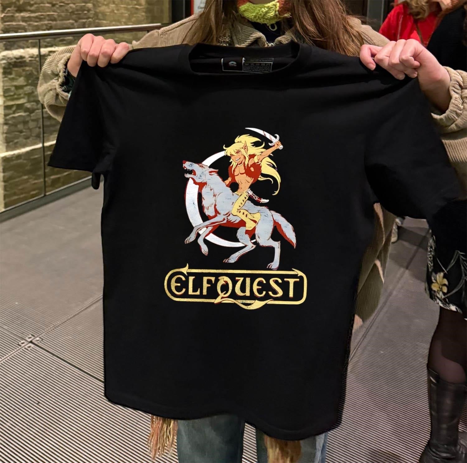 Elfquest Cutter Riding Wolf with Crescent Moon - Adult & Kids T-Shirts, Sweatshirts & Hoodies apparel design preview 2