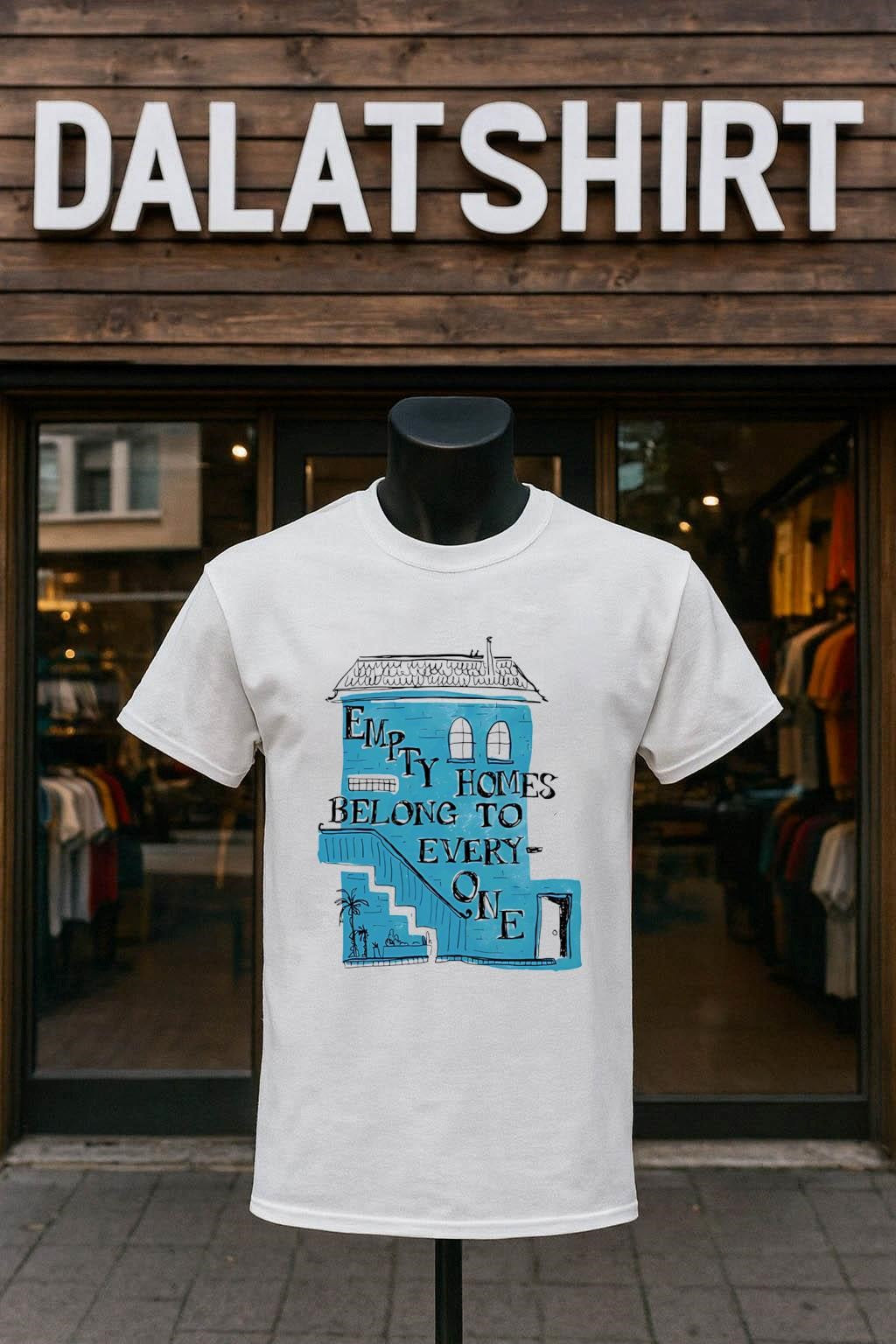 Empty Homes Belong To Everyone Blue House Art - Adult & Kids T-Shirts, Sweatshirts & Hoodies apparel design preview 1