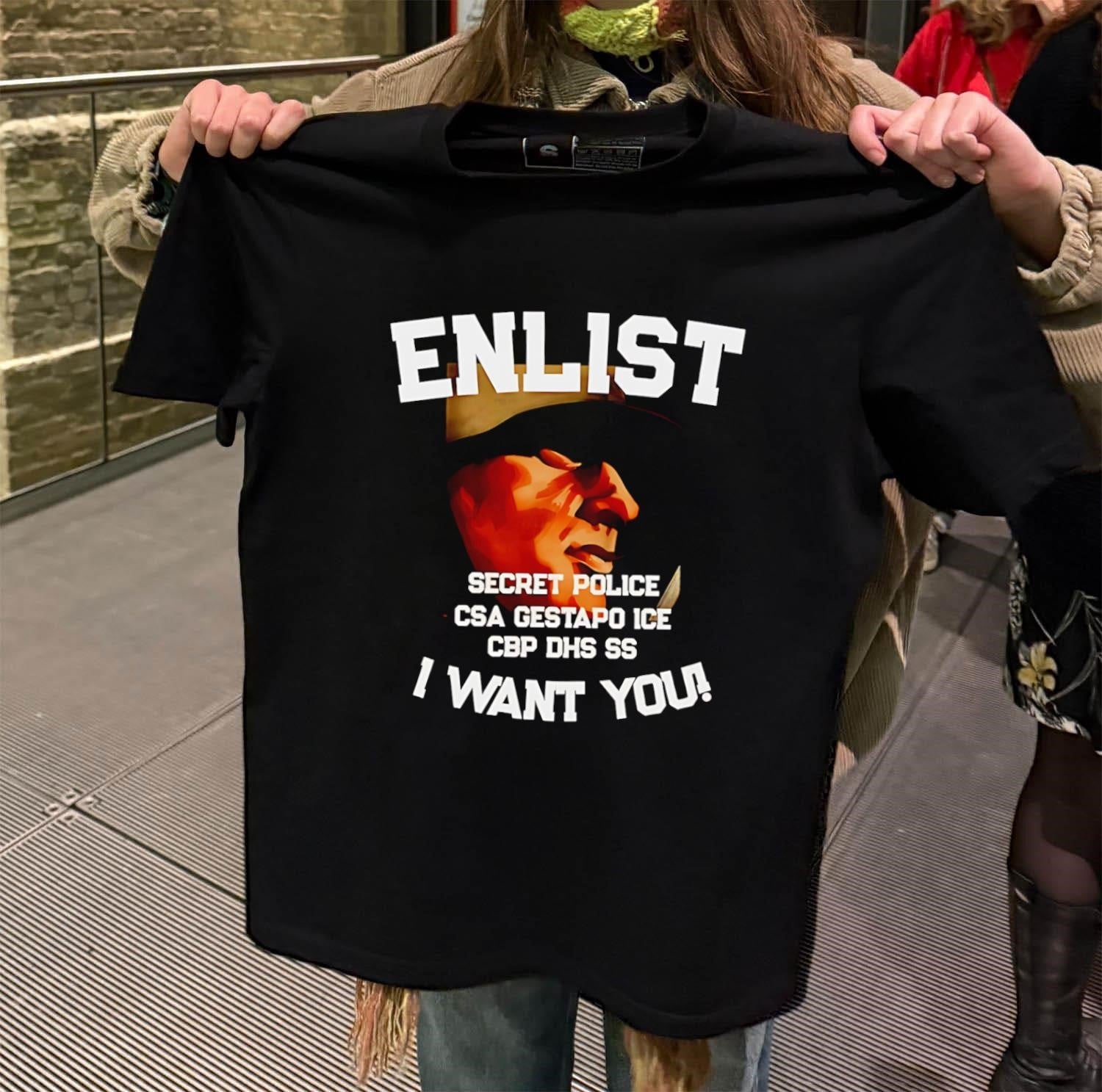 Enlist Secret Police CSA Gestapo ICE CBP DHS SS - Adult & Kids T-Shirts, Sweatshirts & Hoodies apparel design preview 2