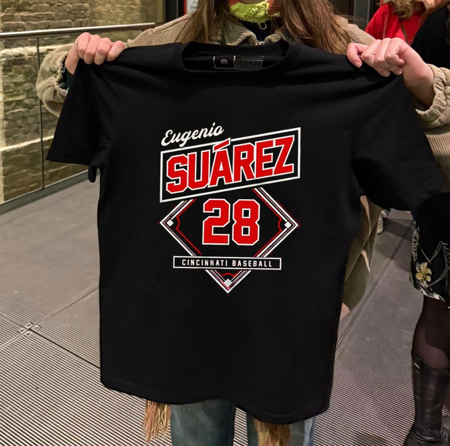 Eugenio Suárez 28 Cincinnati Baseball Diamond - Adult & Kids T-Shirts, Sweatshirts & Hoodies apparel design preview 2