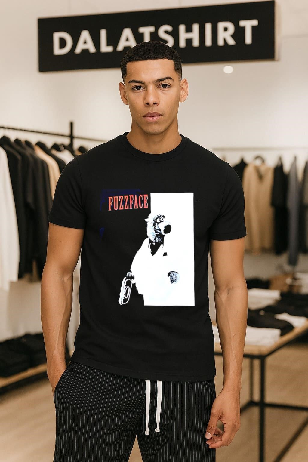 FUZZFACE Mascot character black and white graphic - Adult & Kids T-Shirts, Sweatshirts & Hoodies apparel design preview 1