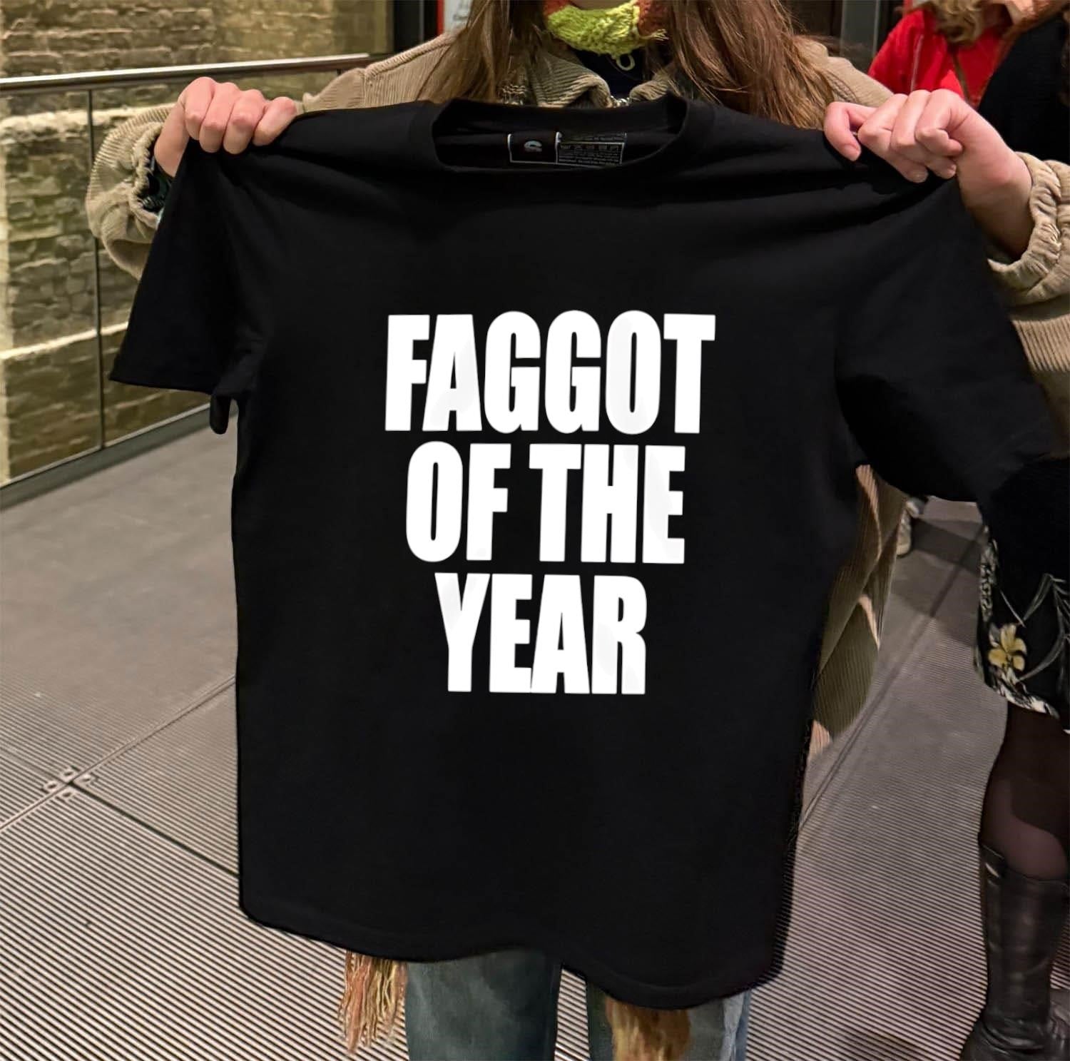 Faggot Of The Year Bold White Typography - Adult & Kids T-Shirts, Sweatshirts & Hoodies apparel design preview 2