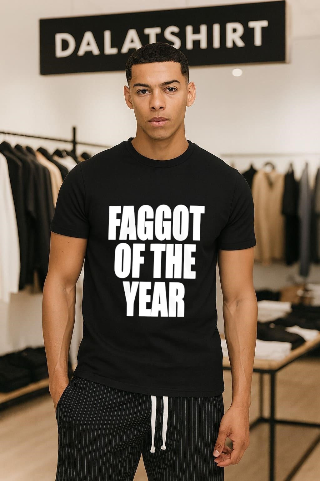 Faggot Of The Year Bold White Typography - Adult & Kids T-Shirts, Sweatshirts & Hoodies apparel design preview 1