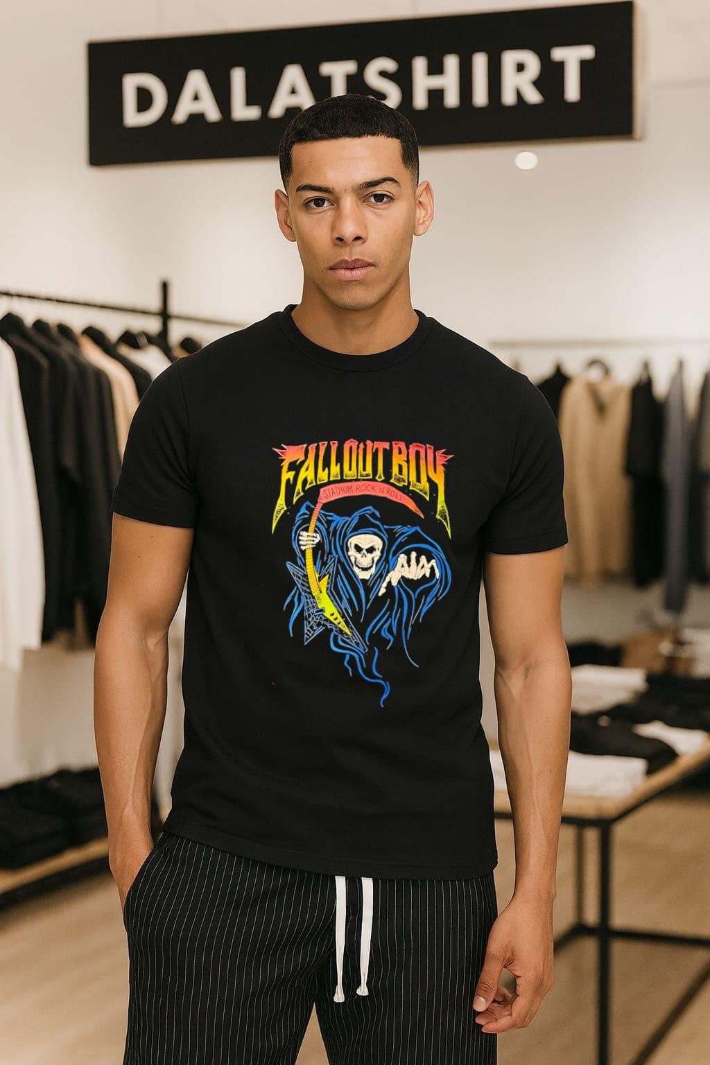 Fallout Boy Stadium Rock N Roll Reaper Guitar - Adult & Kids T-Shirts, Sweatshirts & Hoodies apparel design preview 1