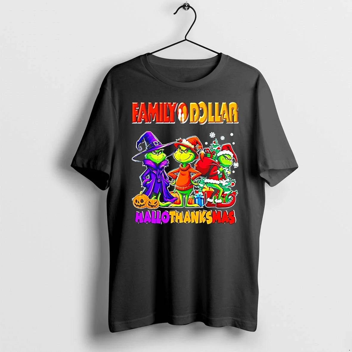 Family Dollar X Grinch 2025 Halloween Thanksgiving - Adult & Kids T-Shirts, Sweatshirts & Hoodies apparel design preview 1