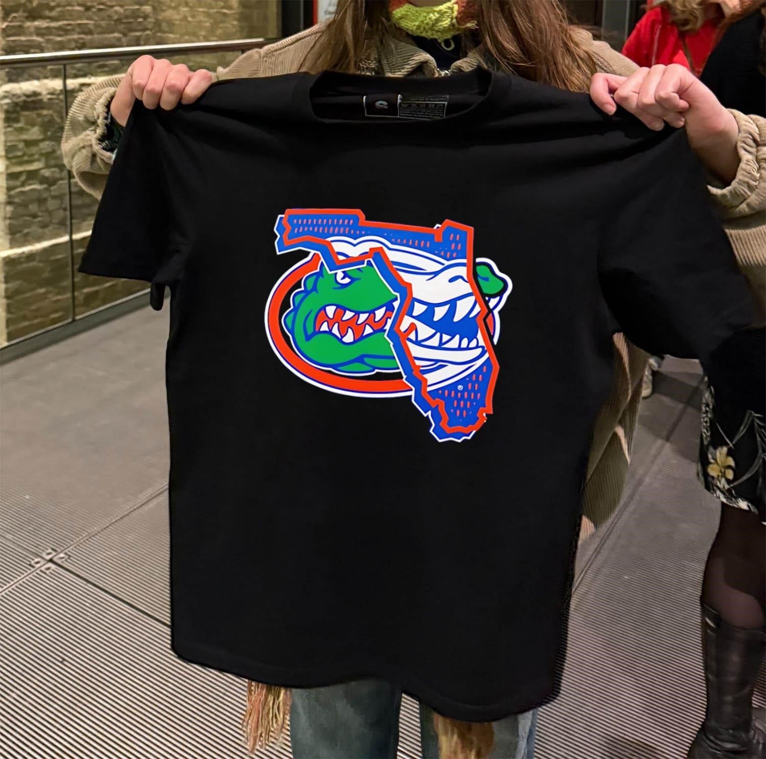 Florida Gators Gator Logo State Map Outline - Adult & Kids T-Shirts, Sweatshirts & Hoodies apparel design preview 2