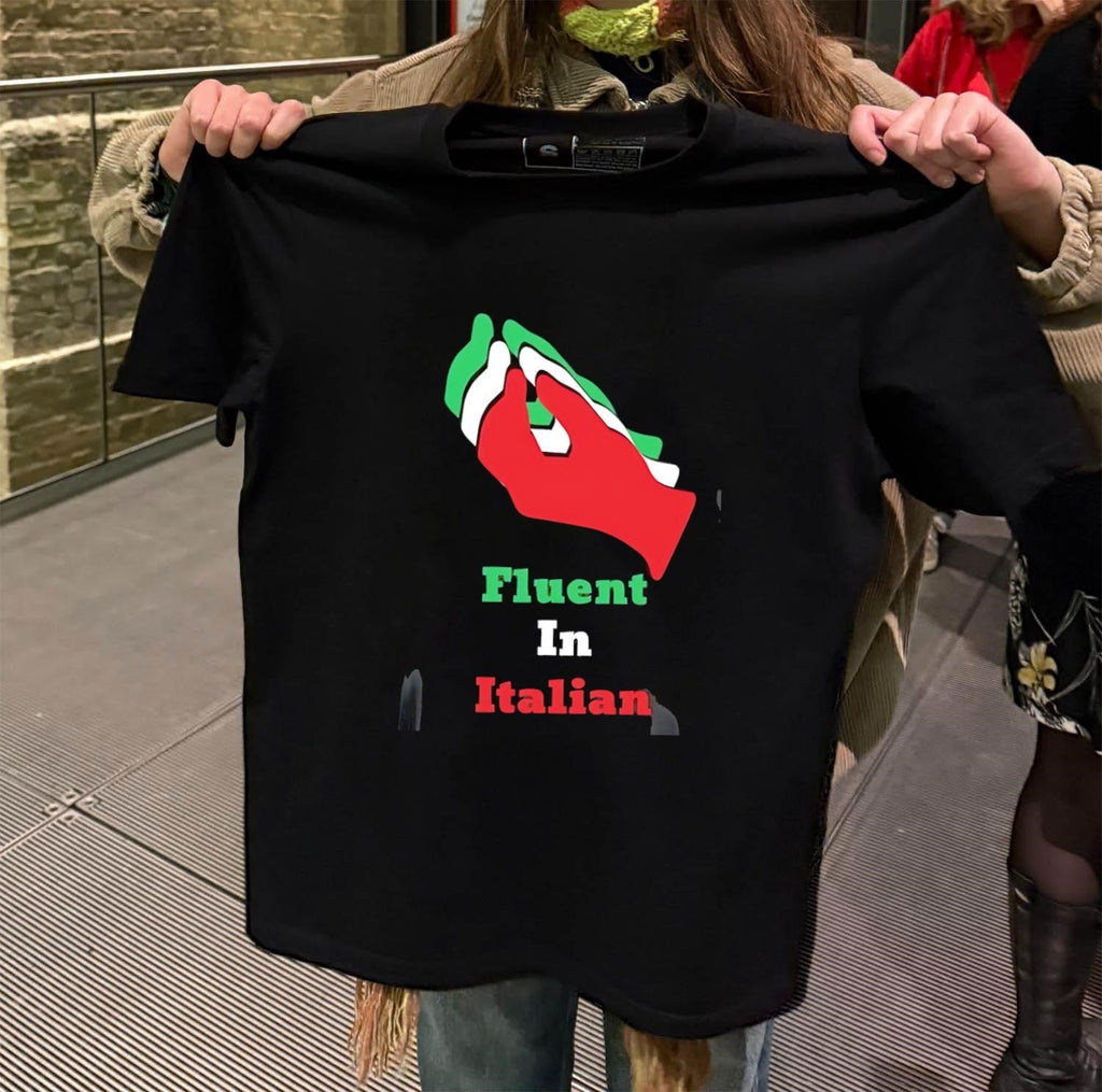 Fluent In Italian Hand Gesture Flag Colors - Adult & Kids T-Shirts, Sweatshirts & Hoodies apparel design preview 2