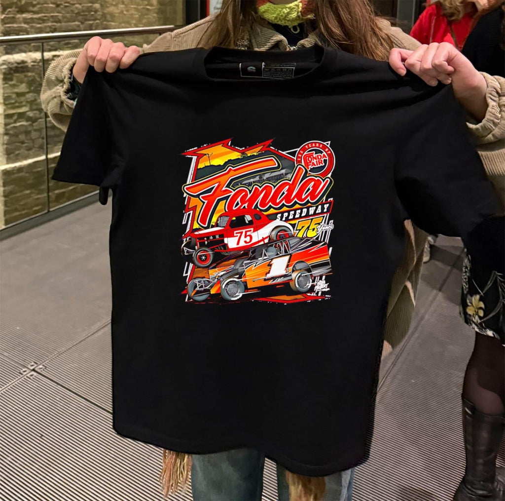 Fonda Speedway 75 Years Race Car Racing Track - Adult & Kids T-Shirts, Sweatshirts & Hoodies apparel design preview 2