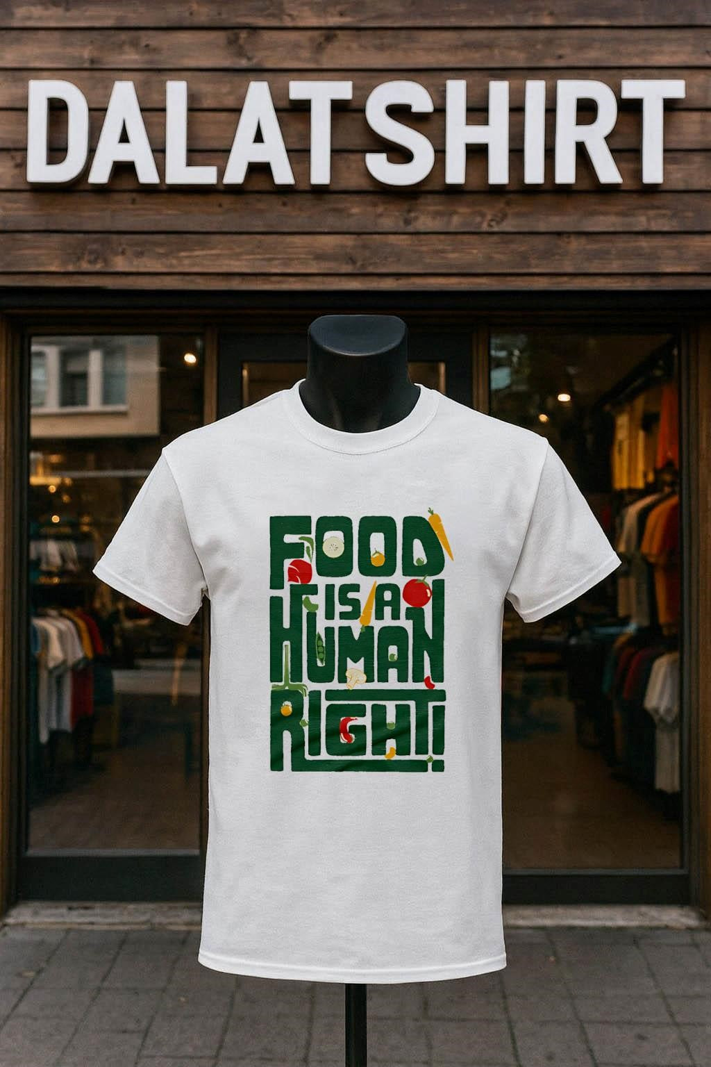Food Is A Human Right Vegetable Typography Healthy - Adult & Kids T-Shirts, Sweatshirts & Hoodies apparel design preview 1