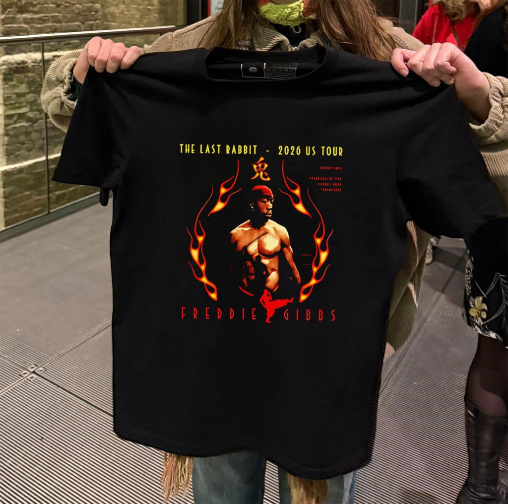 Freddie Gibbs The Last Rabbit 2026 US Tour Flames - Adult & Kids T-Shirts, Sweatshirts & Hoodies apparel design preview 2