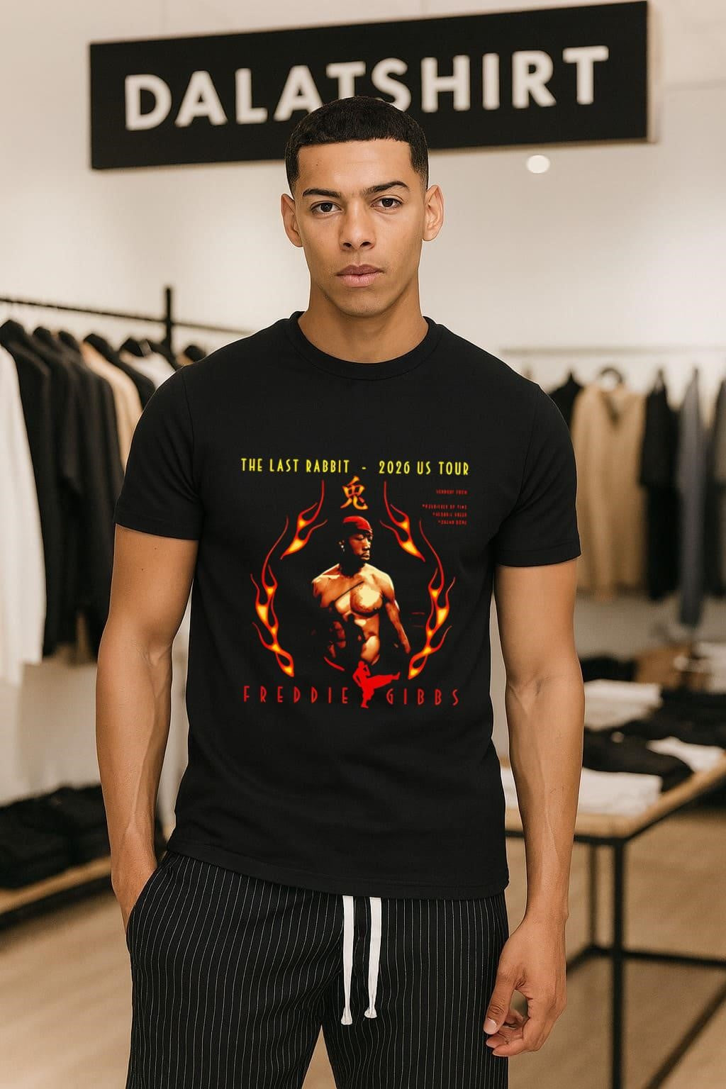 Freddie Gibbs The Last Rabbit 2026 US Tour Flames - Adult & Kids T-Shirts, Sweatshirts & Hoodies apparel design preview 1
