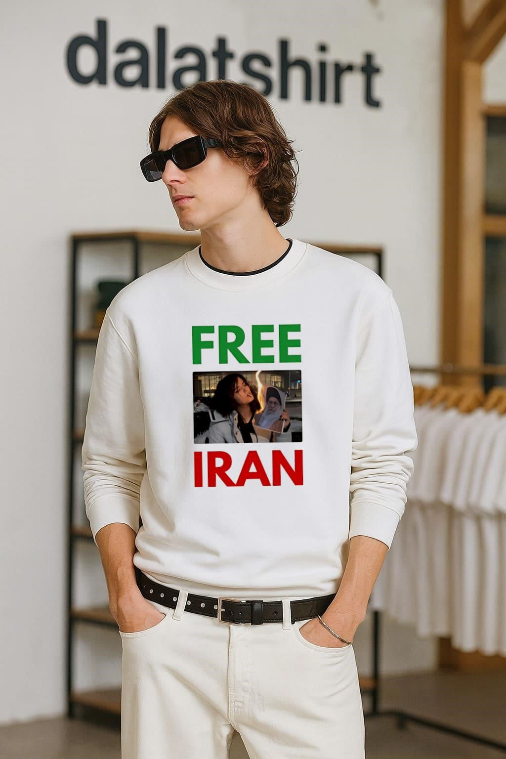 Free Iran Woman Burning Portrait Photo Graphic - Adult & Kids T-Shirts, Sweatshirts & Hoodies apparel design preview 2