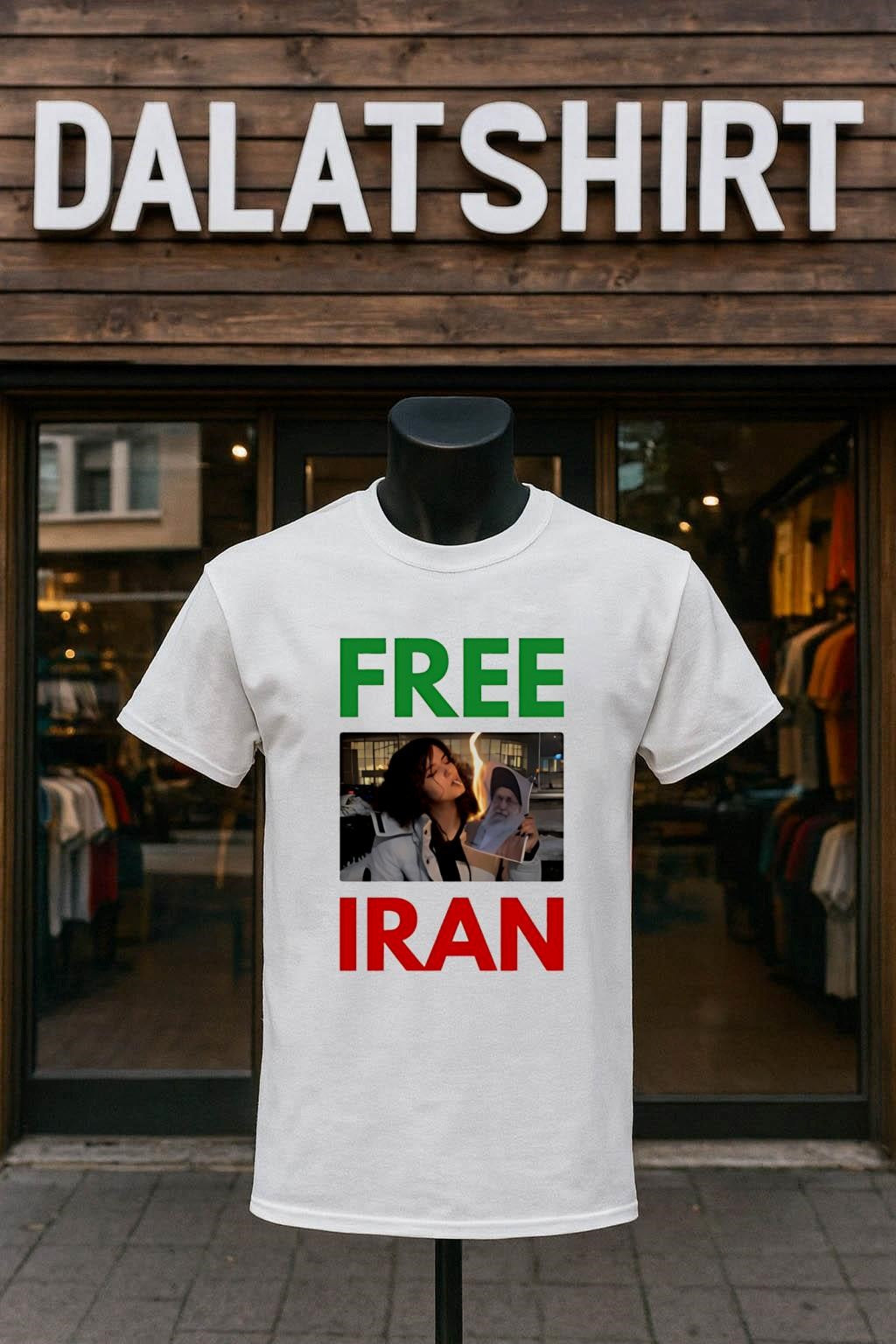 Free Iran Woman Burning Portrait Photo Graphic - Adult & Kids T-Shirts, Sweatshirts & Hoodies apparel design preview 1