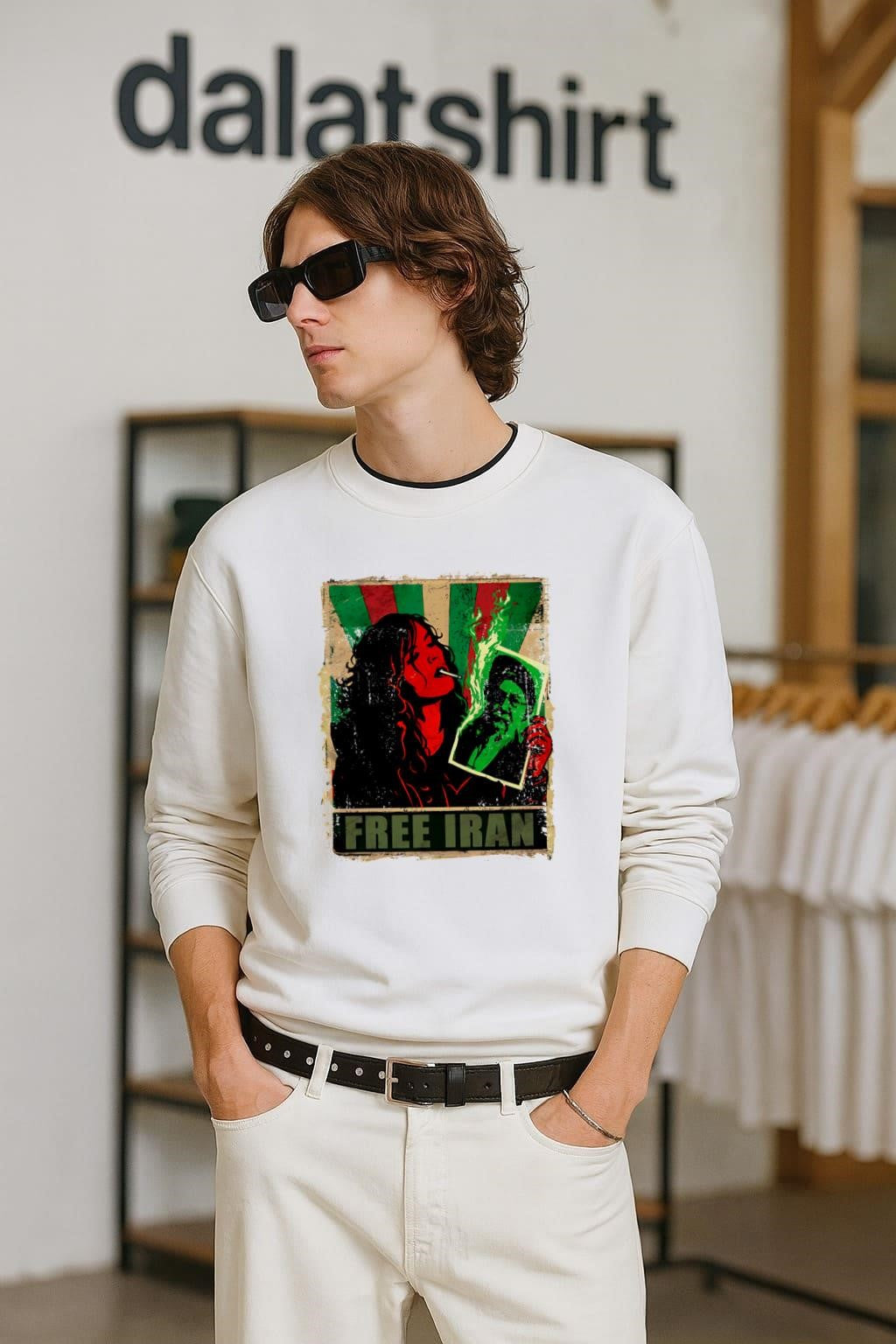 Free Iran Woman Burning Portrait Protest Poster - Adult & Kids T-Shirts, Sweatshirts & Hoodies apparel design preview 2
