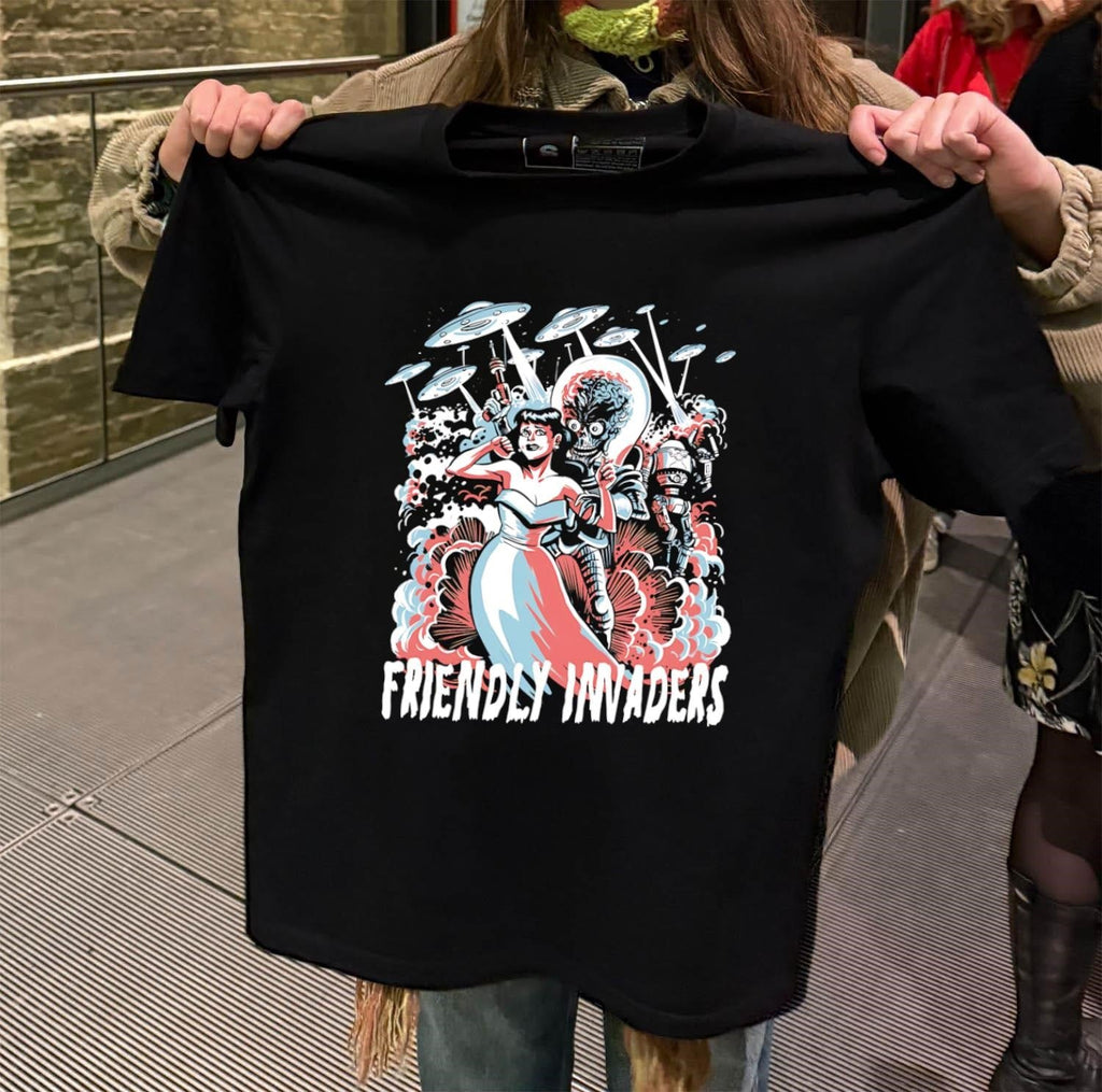 Friendly Invaders retro - Adult & Kids T-Shirts, Sweatshirts & Hoodies apparel design preview 2