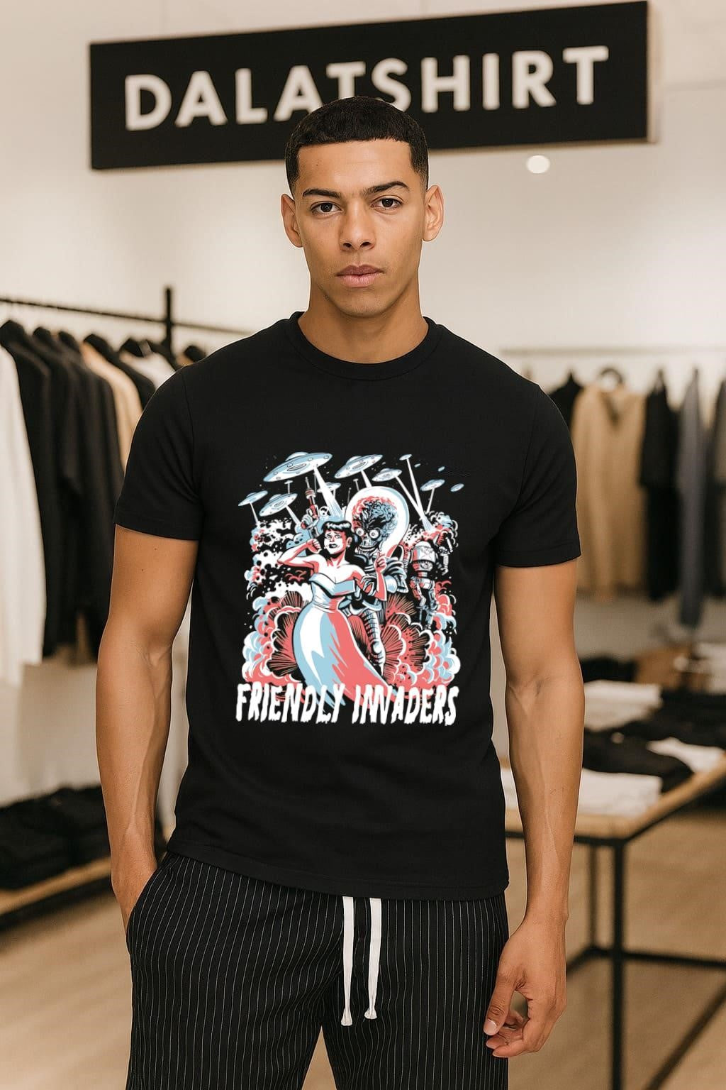 Friendly Invaders retro - Adult & Kids T-Shirts, Sweatshirts & Hoodies apparel design preview 1