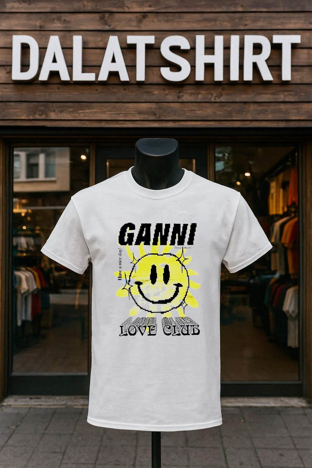 Ganni Have A Nice Day Love Club Pixel Sun - Adult & Kids T-Shirts, Sweatshirts & Hoodies apparel design preview 1