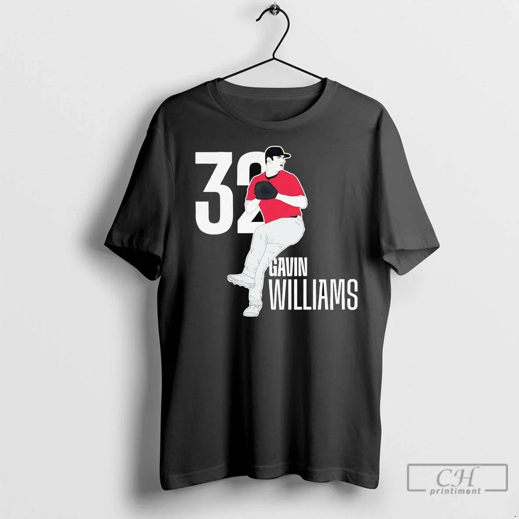 Gavin Williams 32 Pitching Cleveland Guardians - Adult & Kids T-Shirts, Sweatshirts & Hoodies apparel design preview 1