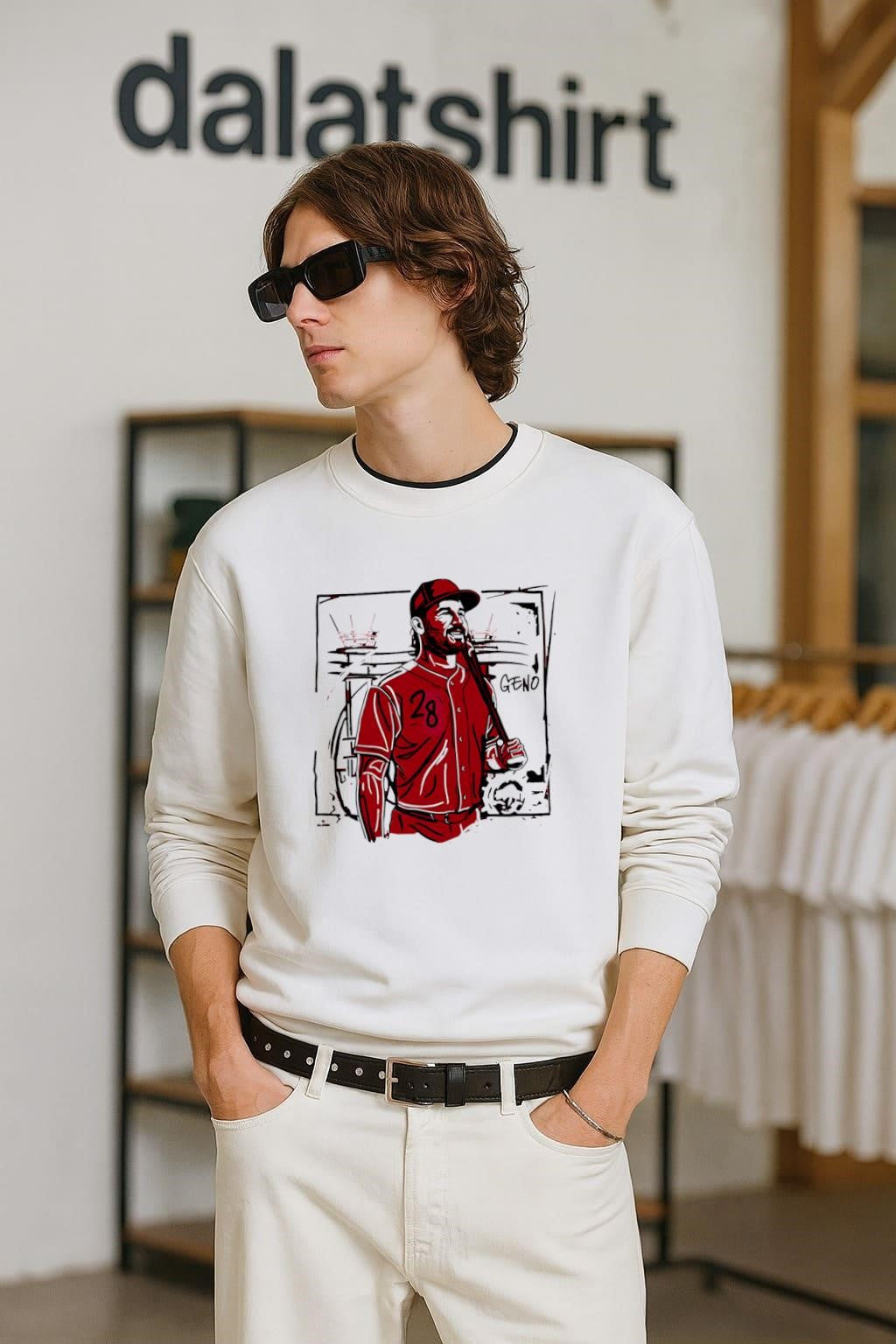 Geno 28 Baseball Player Stadium - Adult & Kids T-Shirts, Sweatshirts & Hoodies apparel design preview 2