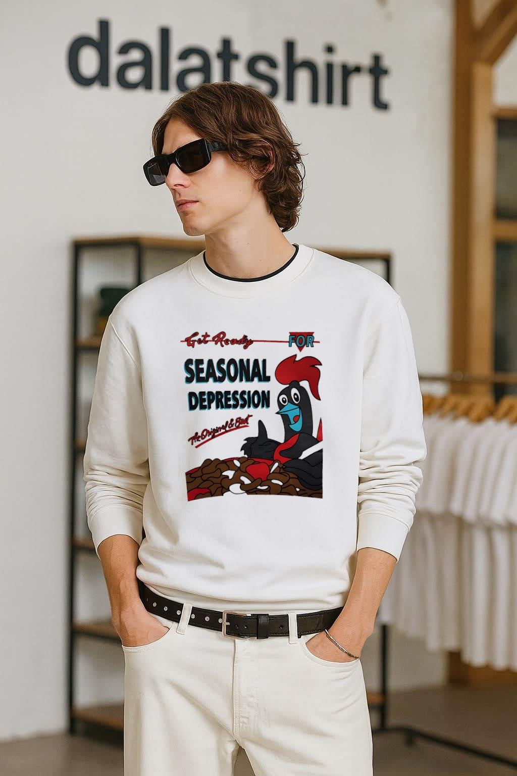 Get Ready For Seasonal Depression Rooster Cereal - Adult & Kids T-Shirts, Sweatshirts & Hoodies apparel design preview 2