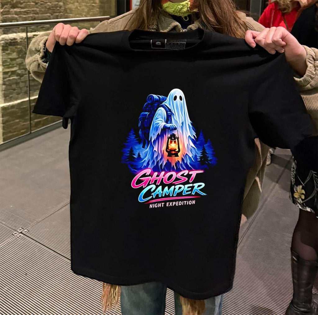Ghost Camper Night Expedition Lantern Forest - Adult & Kids T-Shirts, Sweatshirts & Hoodies apparel design preview 2