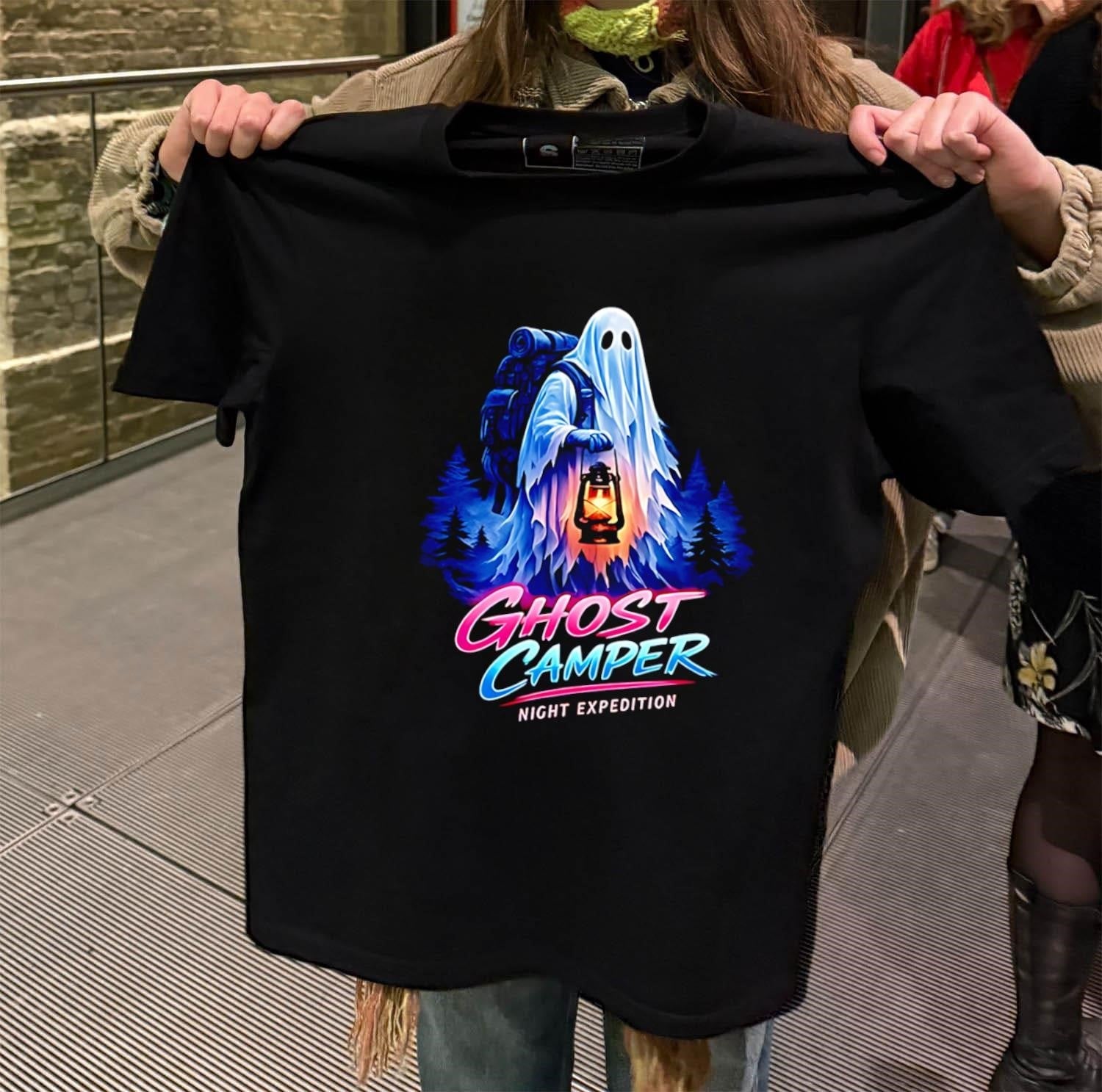 Ghost Camper Night Expedition Lantern Forest - Adult & Kids T-Shirts, Sweatshirts & Hoodies apparel design preview 2