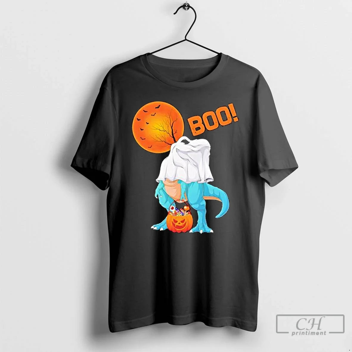 Ghost Dinosaur T Rex Funny Boo Halloween Boys Men - Adult & Kids T-Shirts, Sweatshirts & Hoodies apparel design preview 1